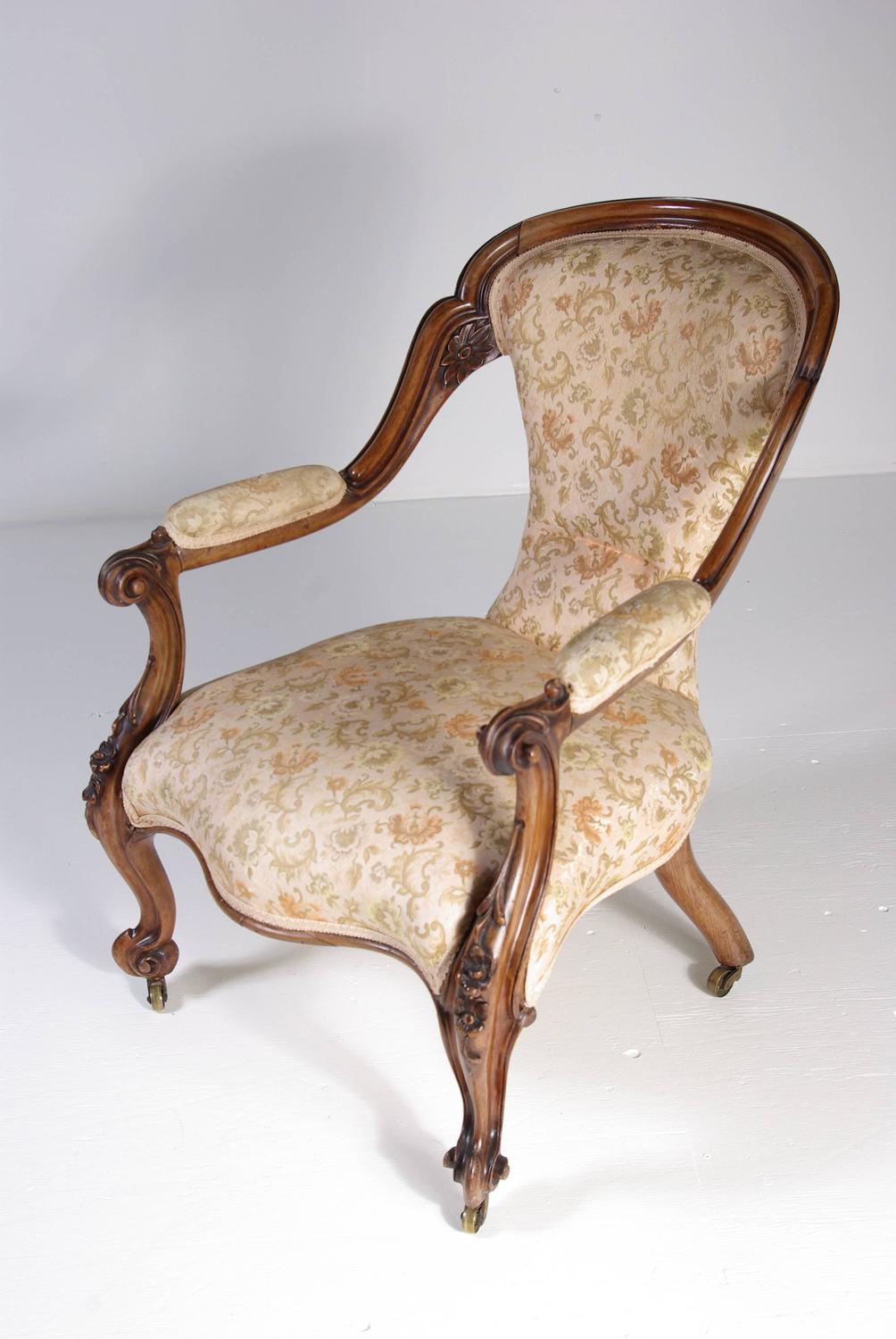 Antique Scottish 19th Century Victorian Solid Rosewood Chair, Cabriolet