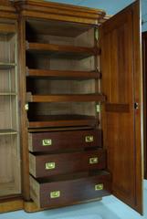 B345 Three-Door Victorian Satinwood Breakfront Armoire, Wardrobe, Closet