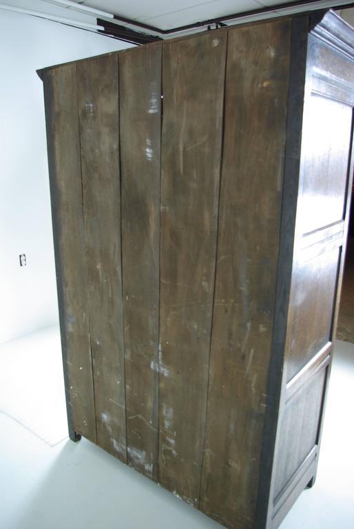 B390 Antique Scottish TwoDoor Linen Fold Oak Panelled Armoire