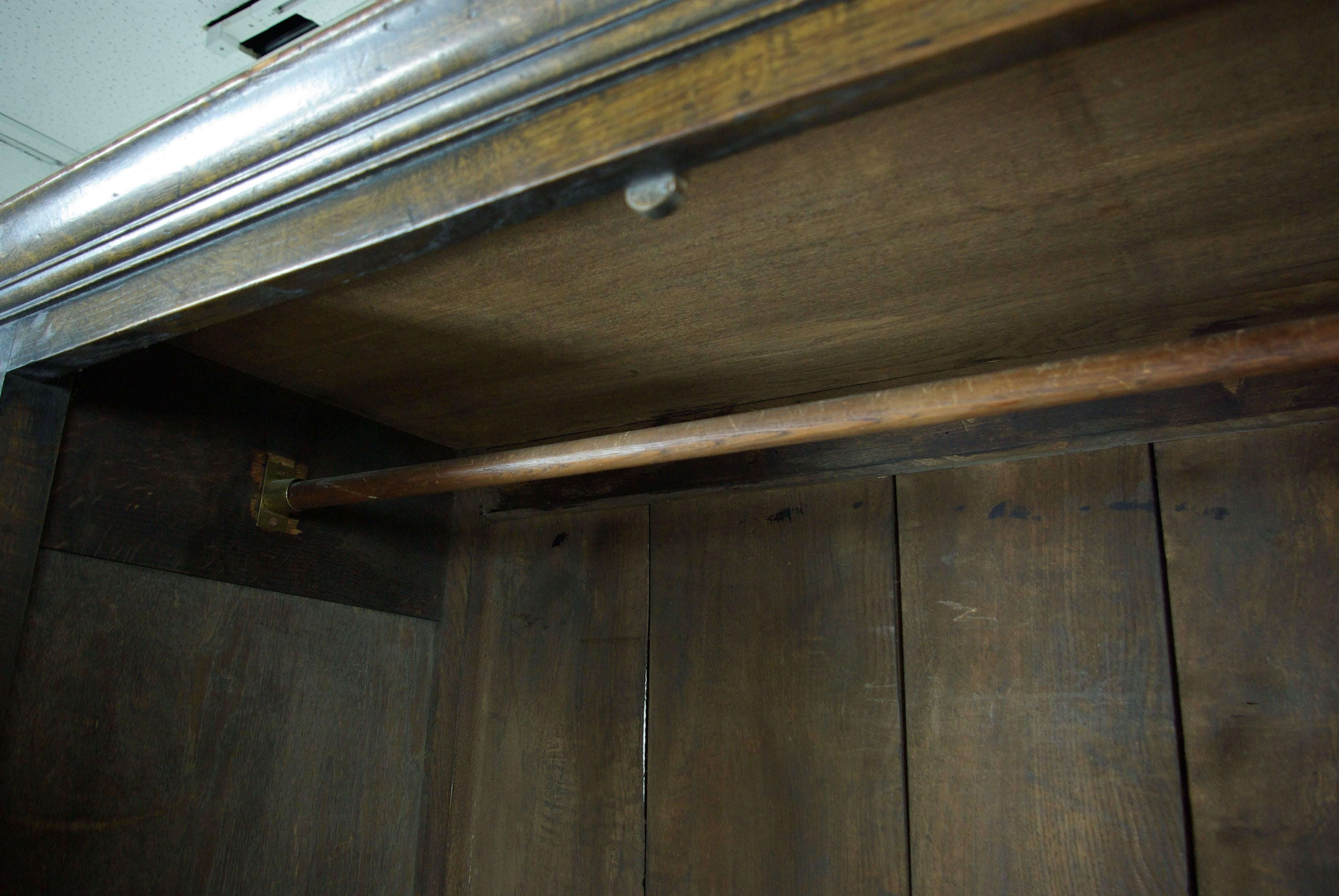 B390 Antique Scottish Two-Door Linen Fold Oak Panelled Armoire, Wardrobe, Closet 1