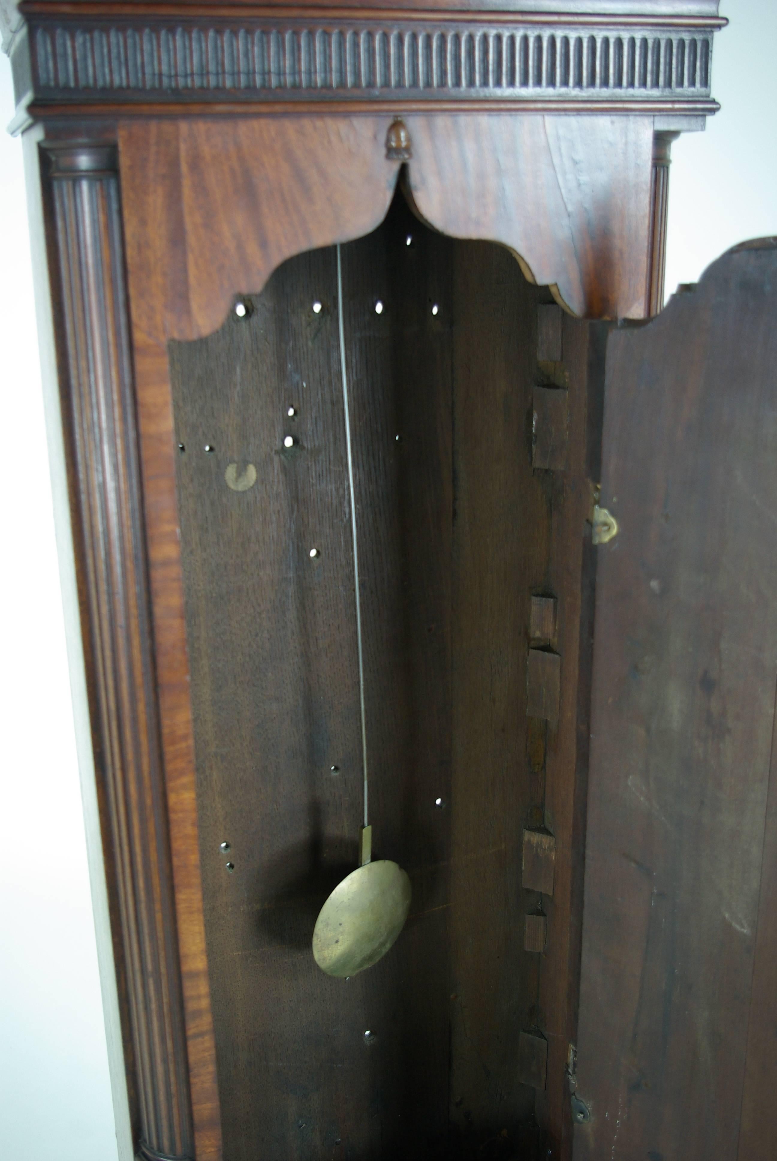 Hand-Crafted Early 19th Century English Mahogany Long Cased Grandfather Clock, James Booth