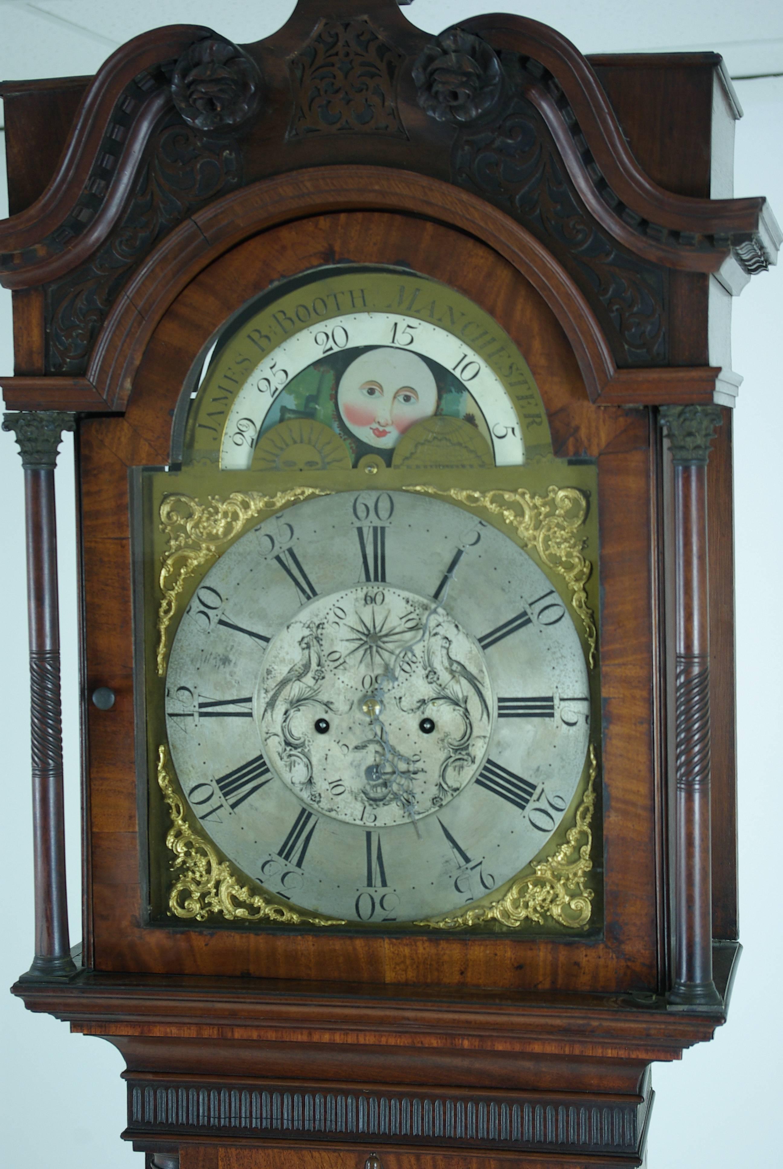 Early 19th Century English Mahogany Long Cased Grandfather Clock, James Booth In Good Condition In Vancouver, BC