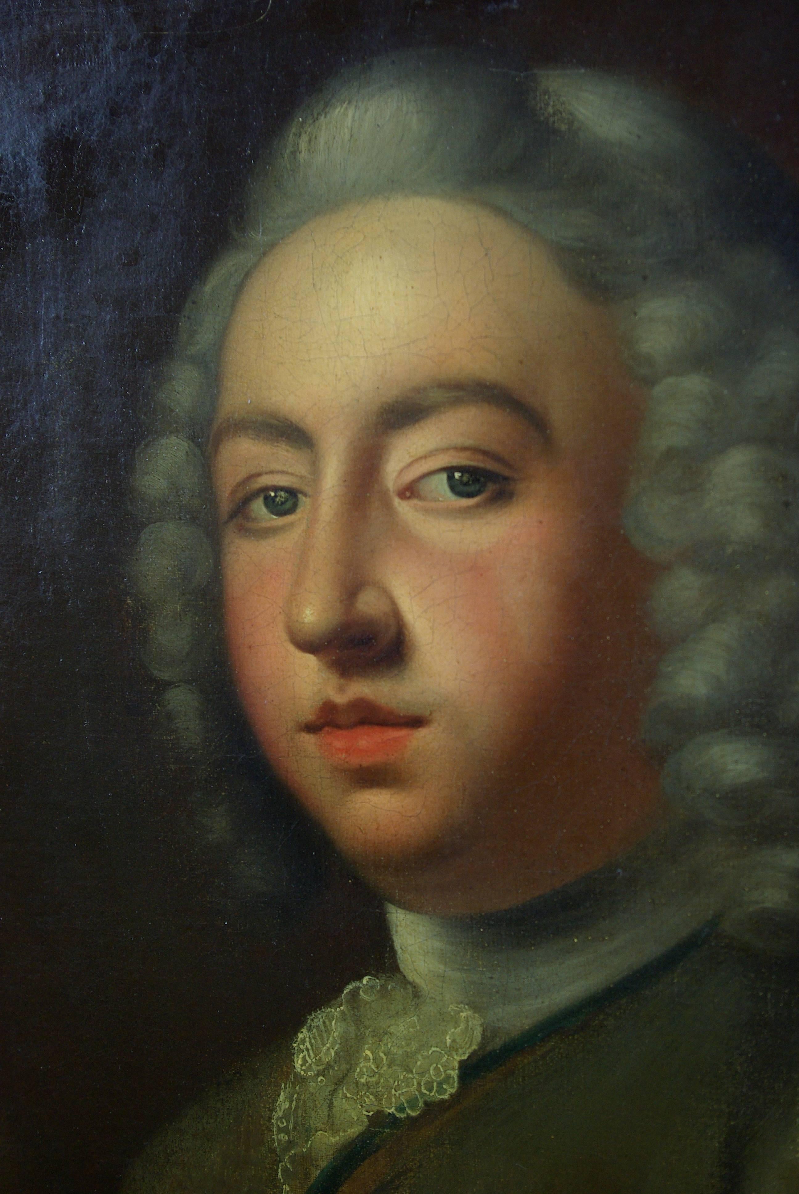 18th century English Portrait of a gentleman, oil on canvas, unsigned. 

Georgian, 18th century.
England.
1780.
Canvas, oil paint.
Good condition.

$1850.

Our item B606.
Dimension 38" H x 28" W.
Shipping 169.00.