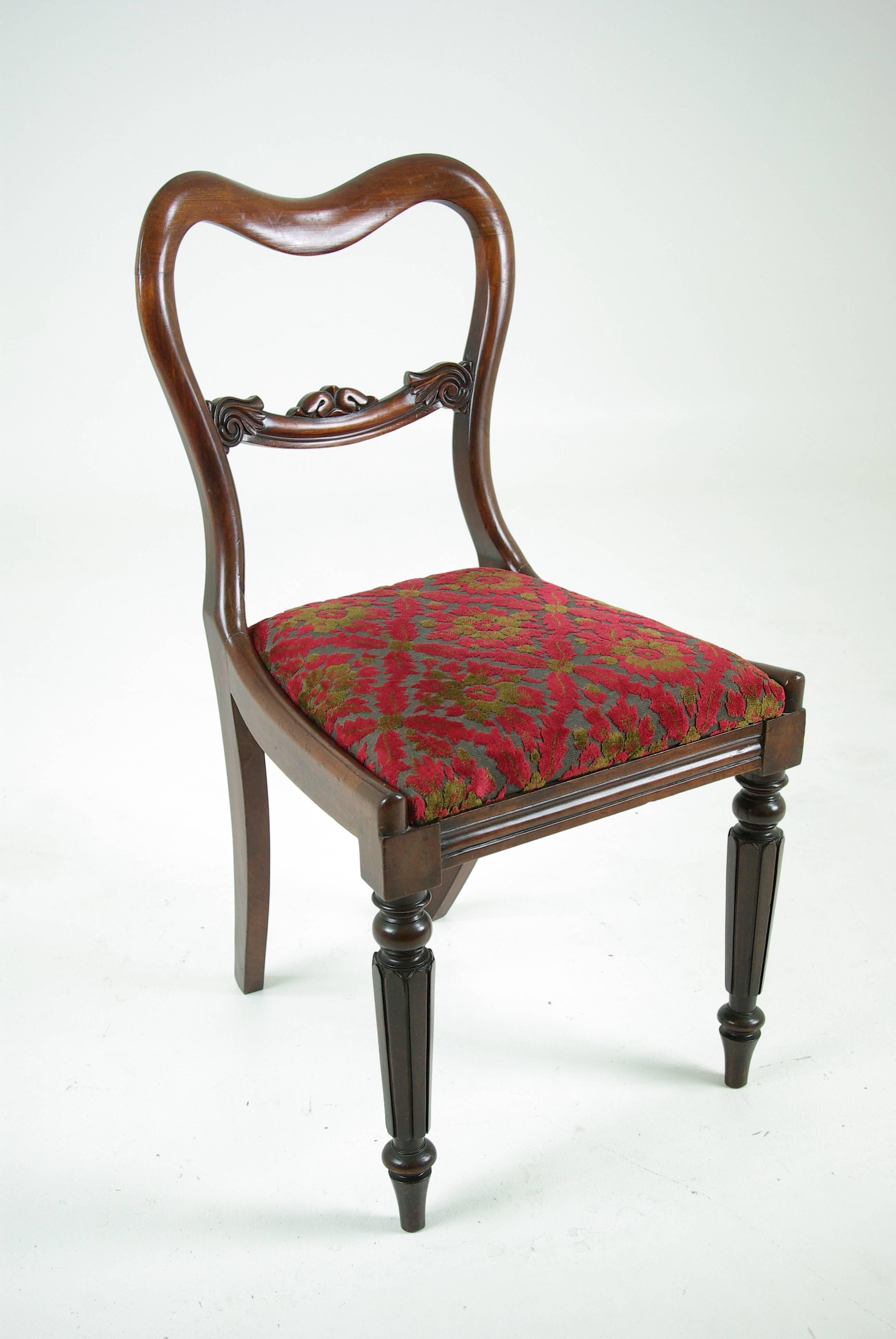 Scottish Antique Dining Chairs, Carved Backs, Set of Six, Regency, Liftout Seats, B607