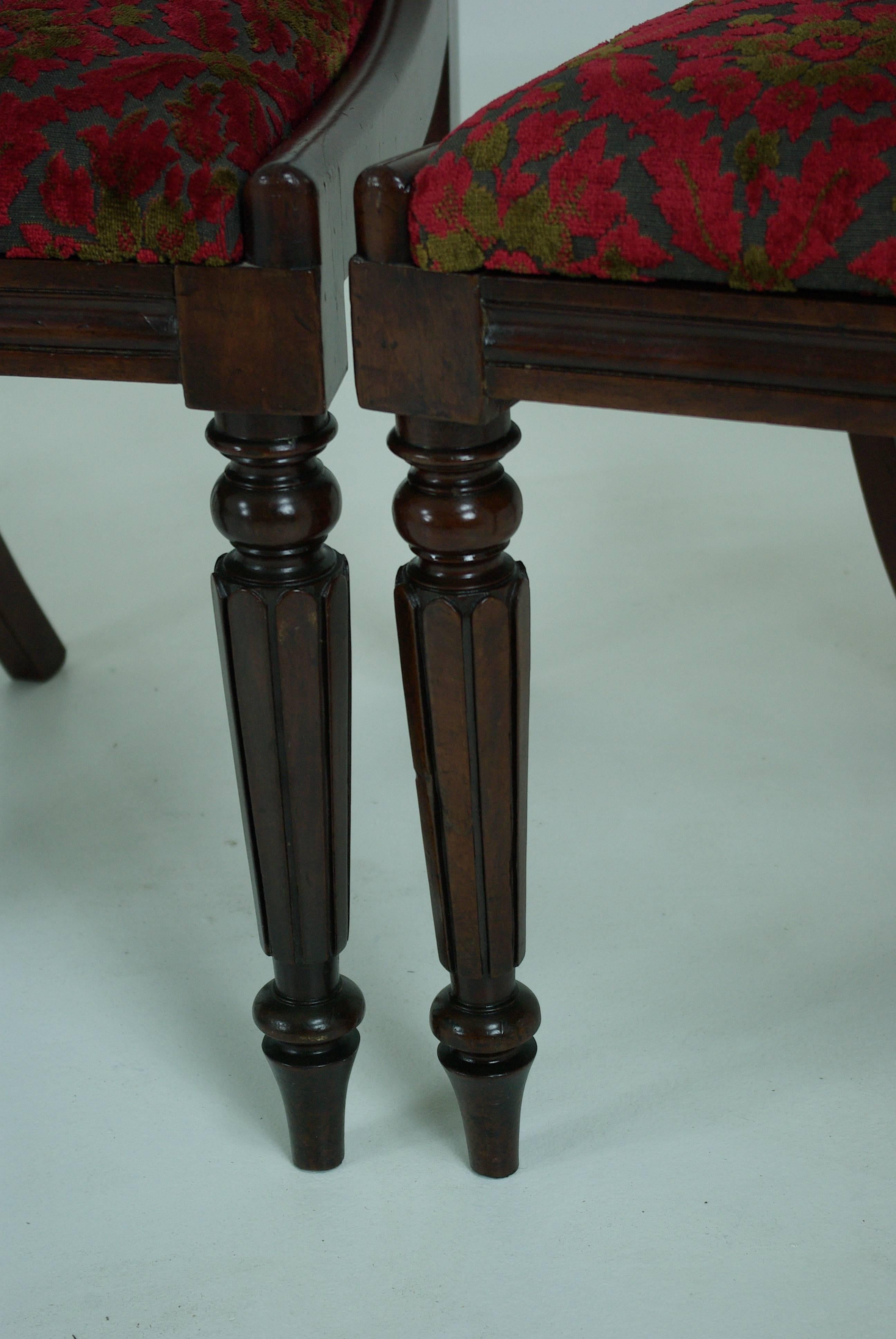 Mahogany Antique Dining Chairs, Carved Backs, Set of Six, Regency, Liftout Seats, B607
