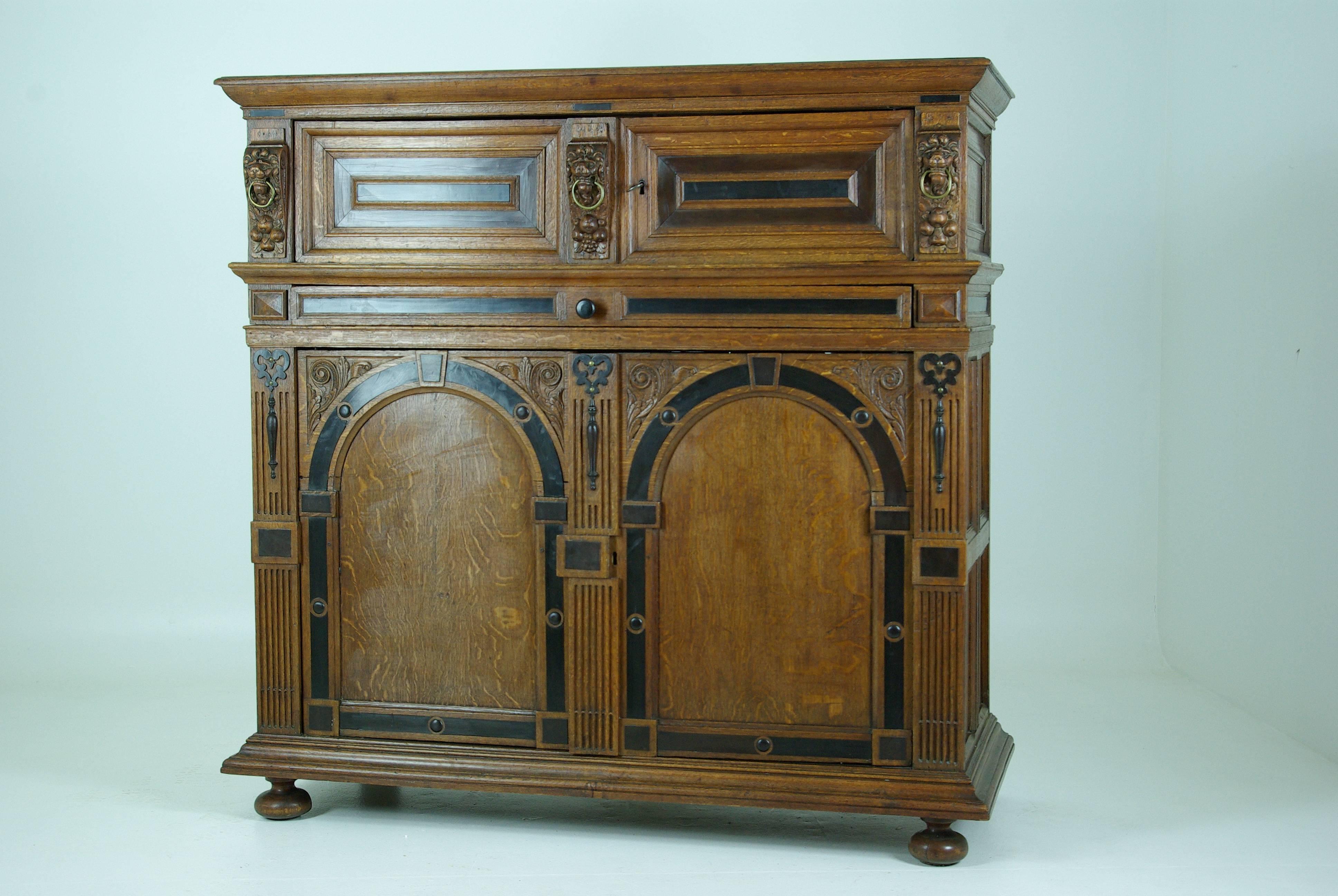 Early 19th Century Large Early 19thcentury French Carved Oak Hall Cabinet, Cupboard, Sideboard