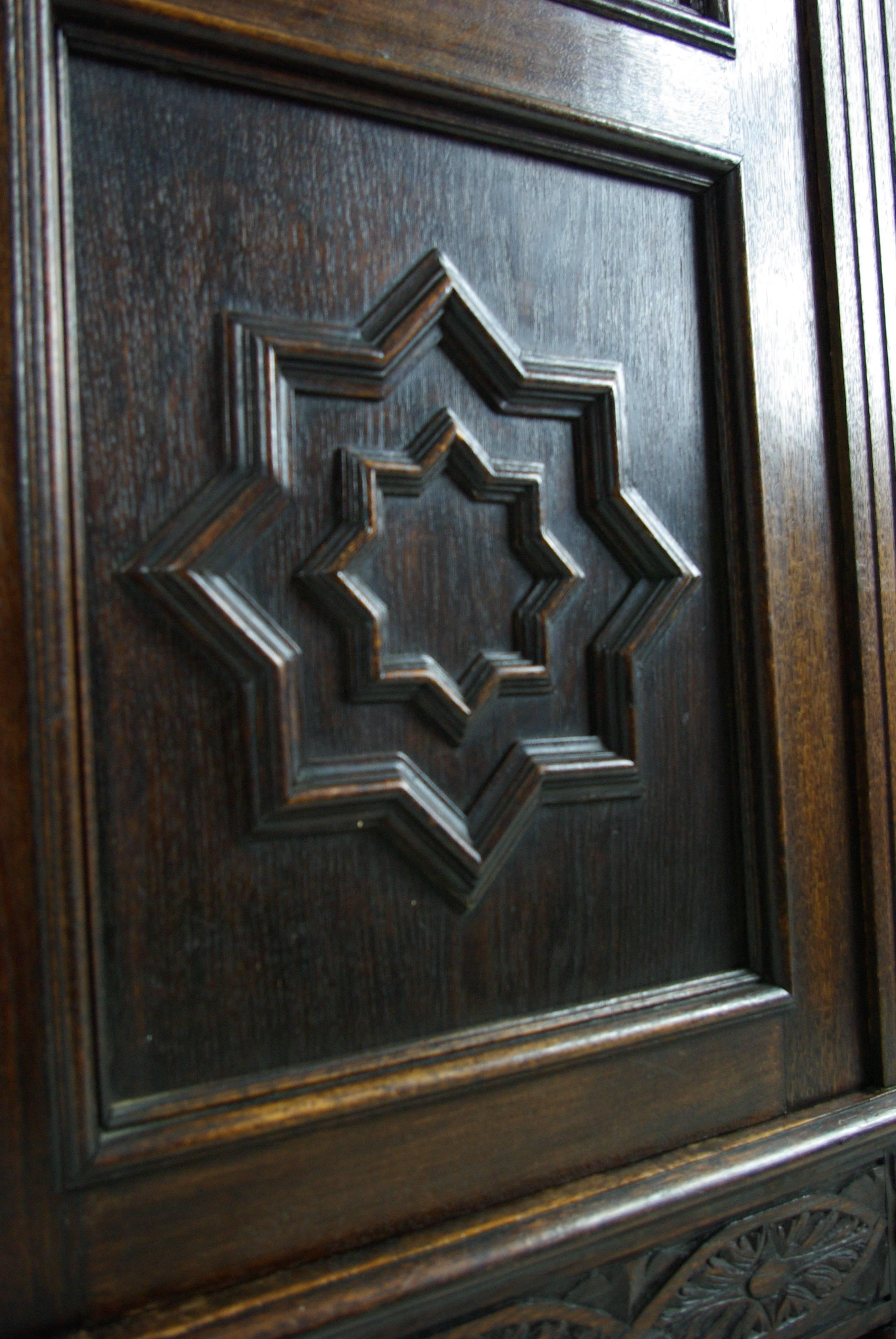 Antique Scottish Heavily Carved Oak Armoire, Wardrobe, Closet 1