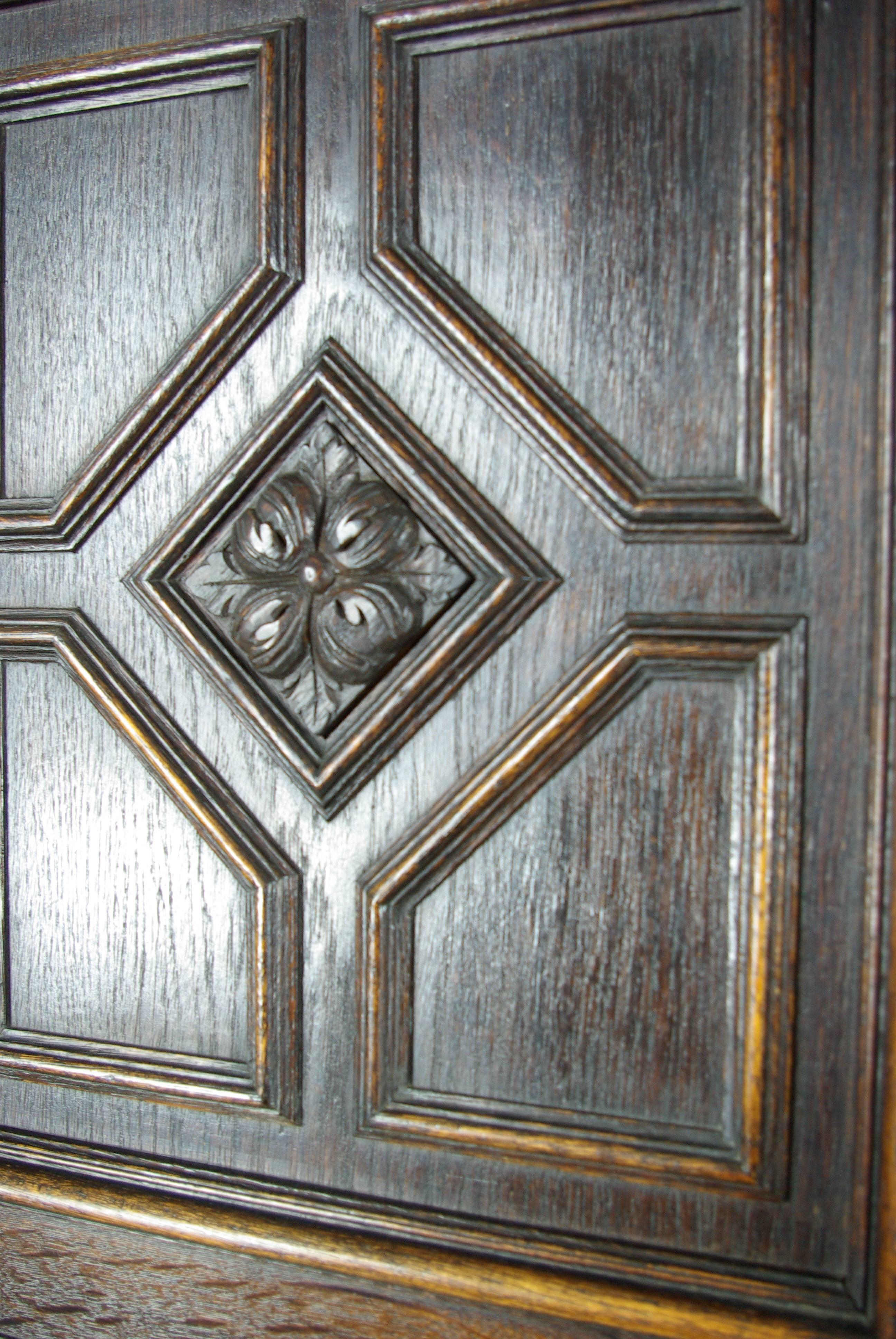 Antique Scottish Heavily Carved Oak Armoire, Wardrobe, Closet 4