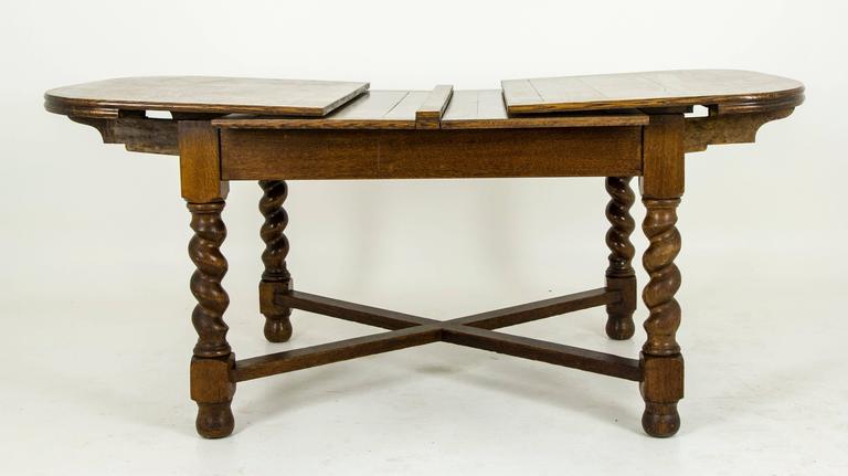 Antique Scottish Tiger Oak Oversized Pull Out Draw Leaf
