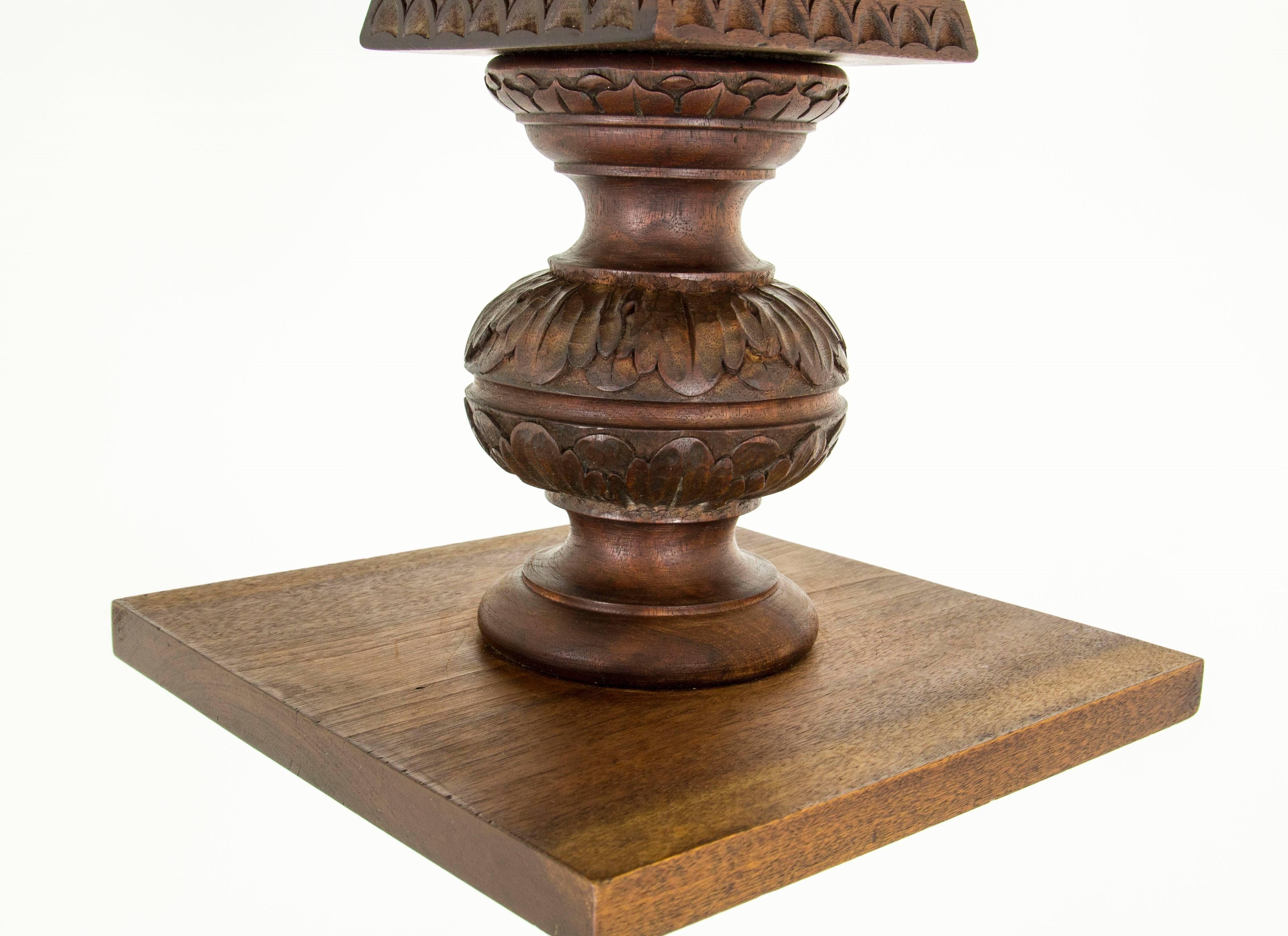 Hand-Carved Mahogany Plant Stand, Carved Pedestal Stand, Scotland 1870  REDUCED!!!!