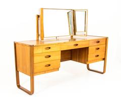 Vintage Mid-Century "Uniflex" Teak Vanity Dressing Table, Dresser with Mirror