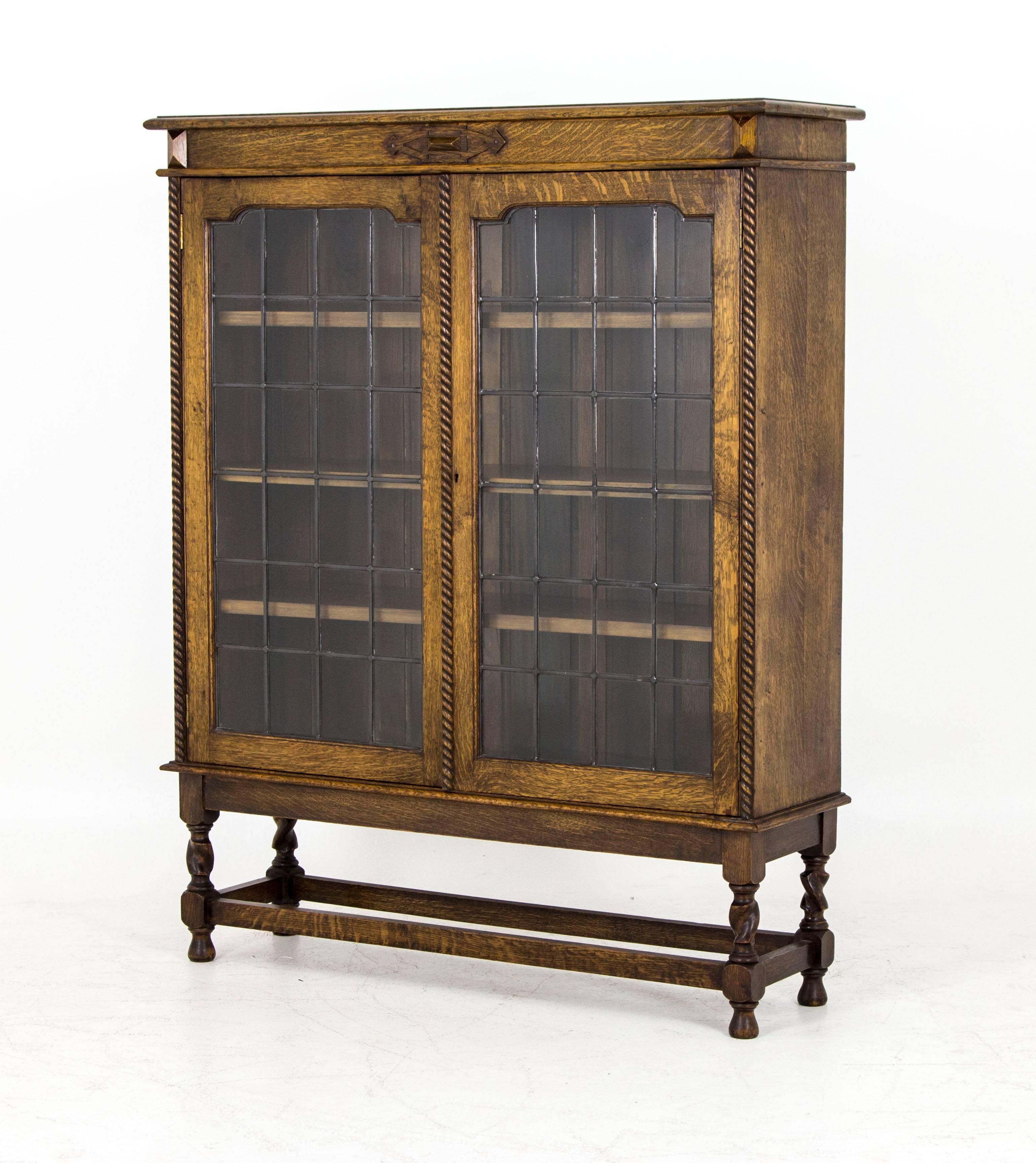 leaded glass bookcase