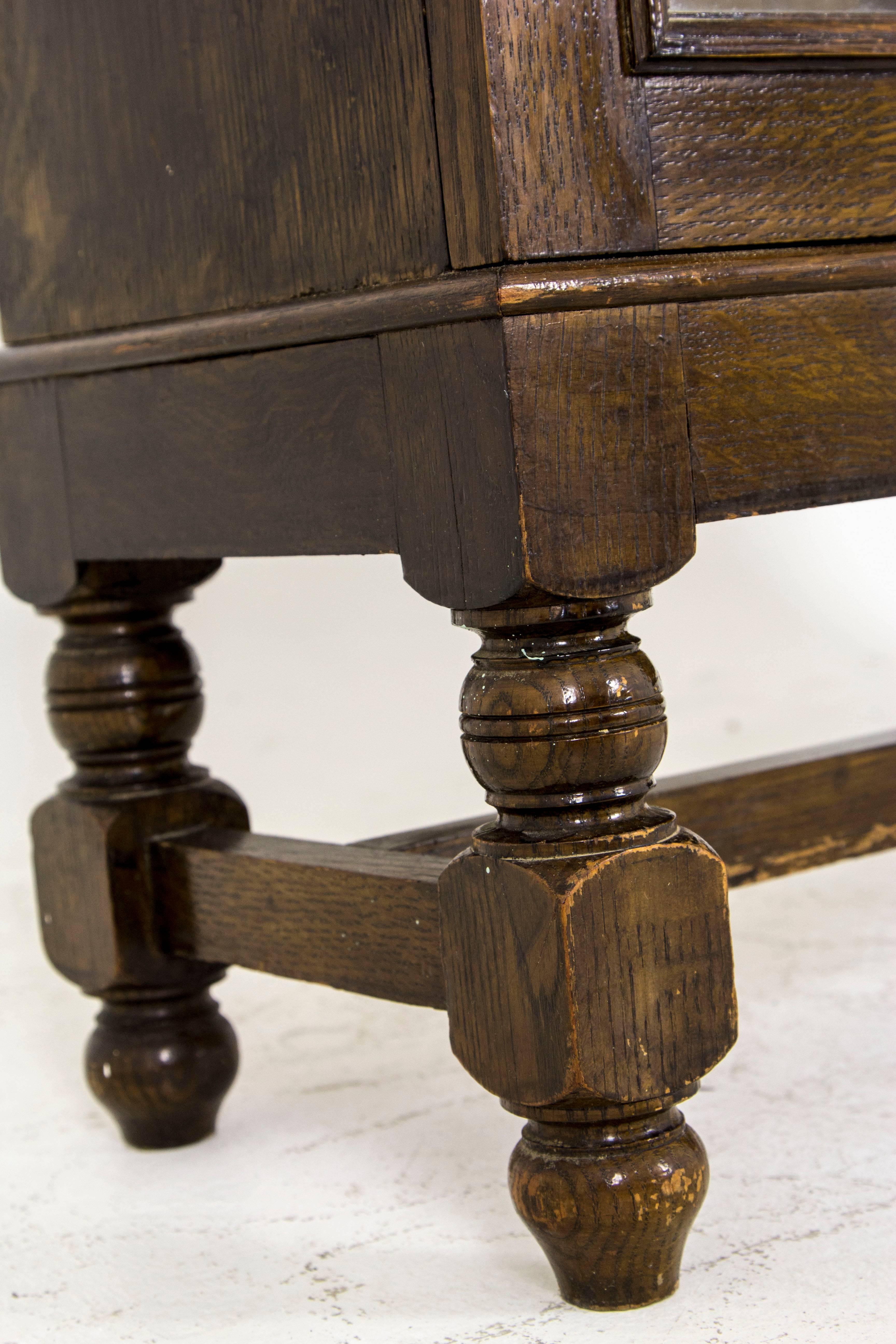 Early 20th Century Antique Scottish Two-Door Oak Bookcase, Display Cabinet