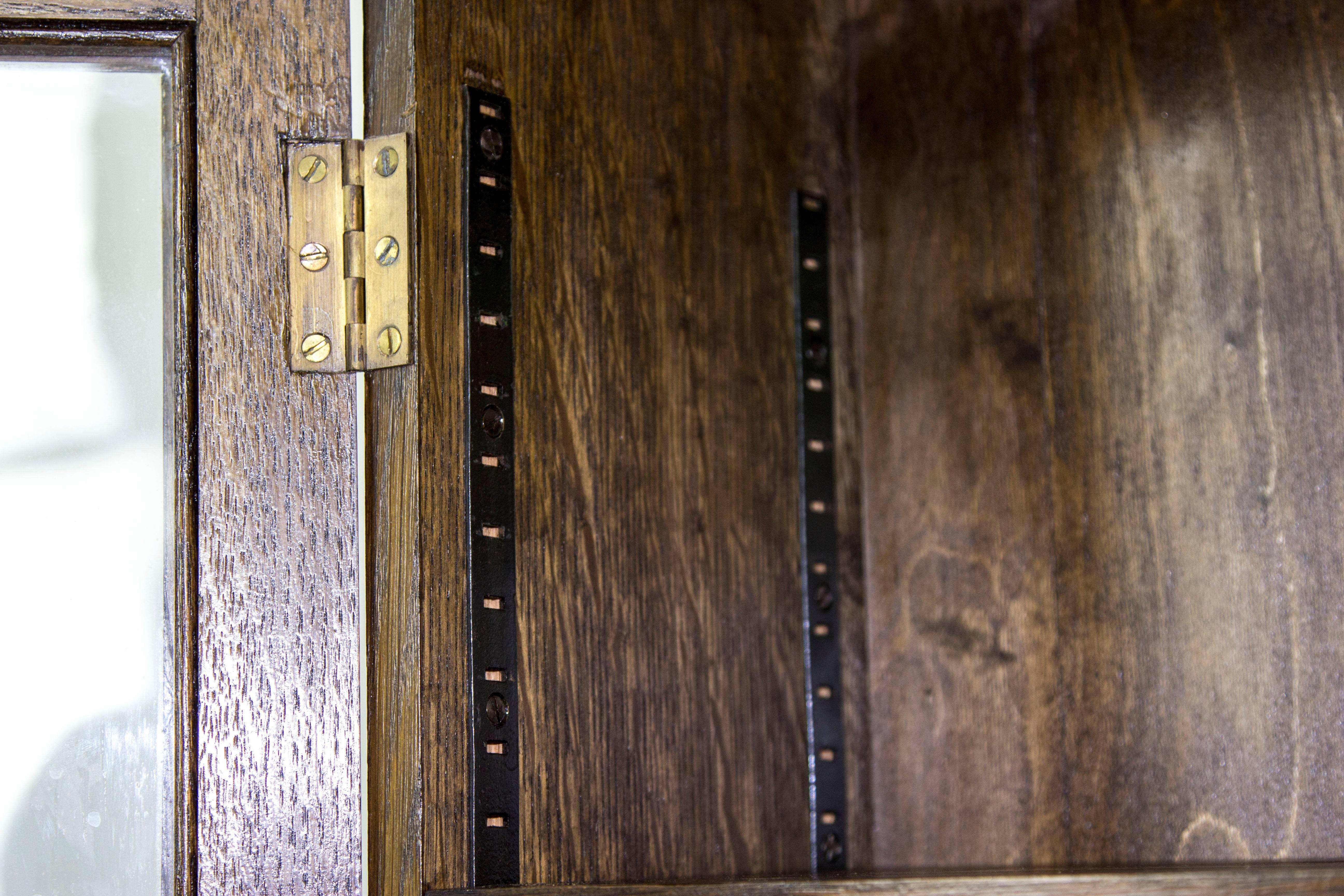 Antique Scottish Two-Door Oak Bookcase, Display Cabinet 2