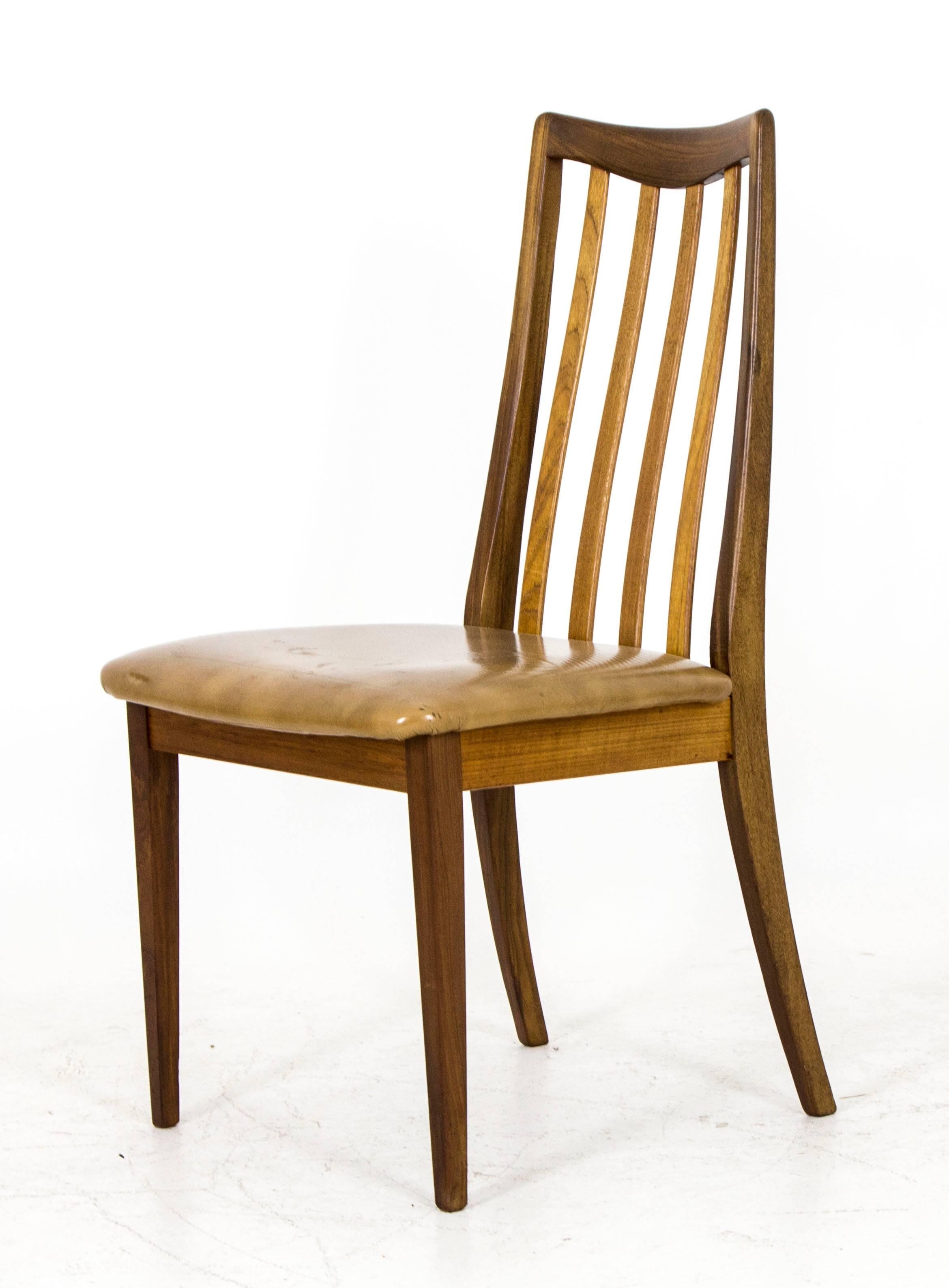 Hand-Crafted Vintage Mid-Century Modern Six Teak and Afromosia Dining Chairs by LG Dandy
