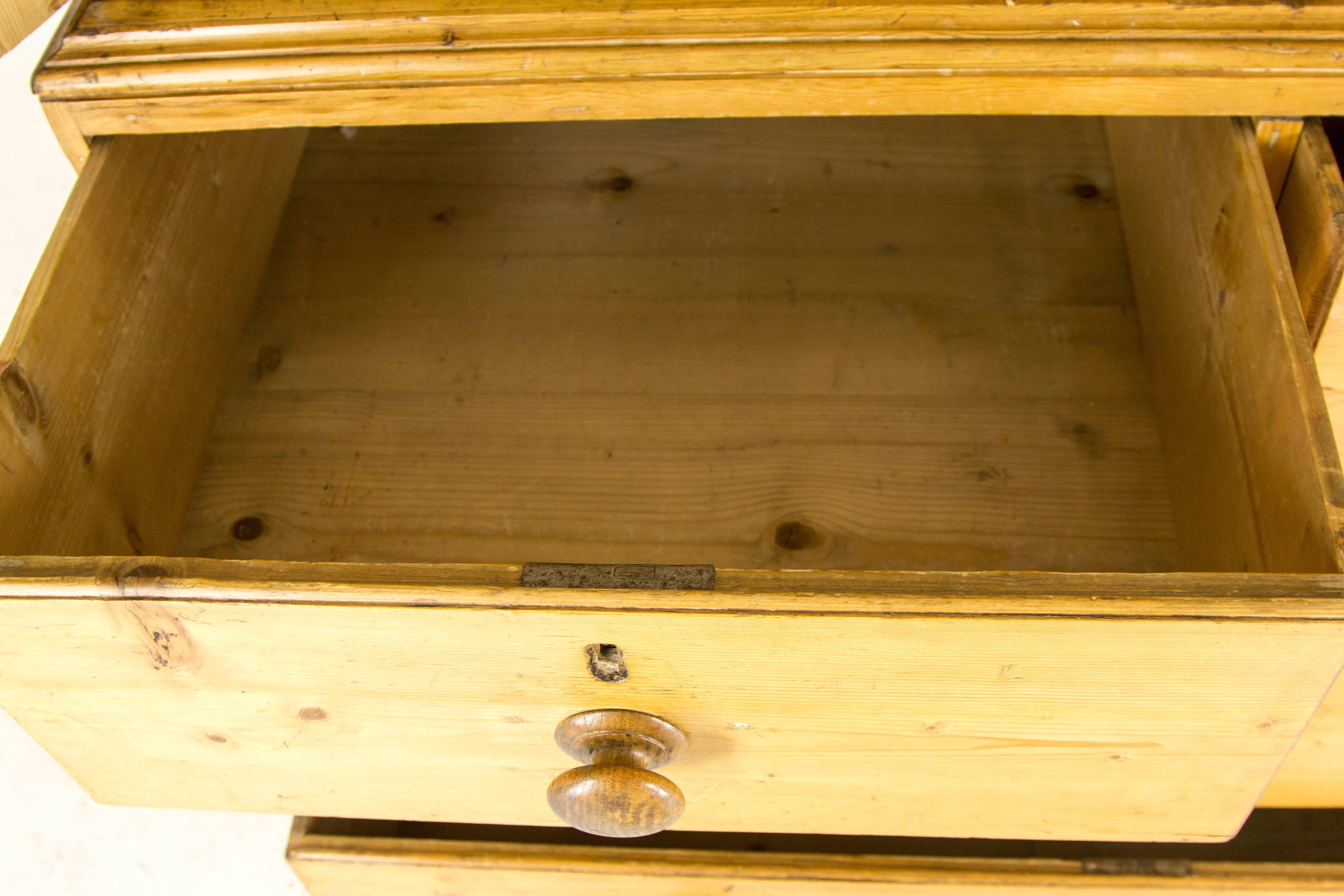 Late 19th Century Antique Scottish Victorian Pine Linen Press, Armoire, Cabinet, Chest of Drawers