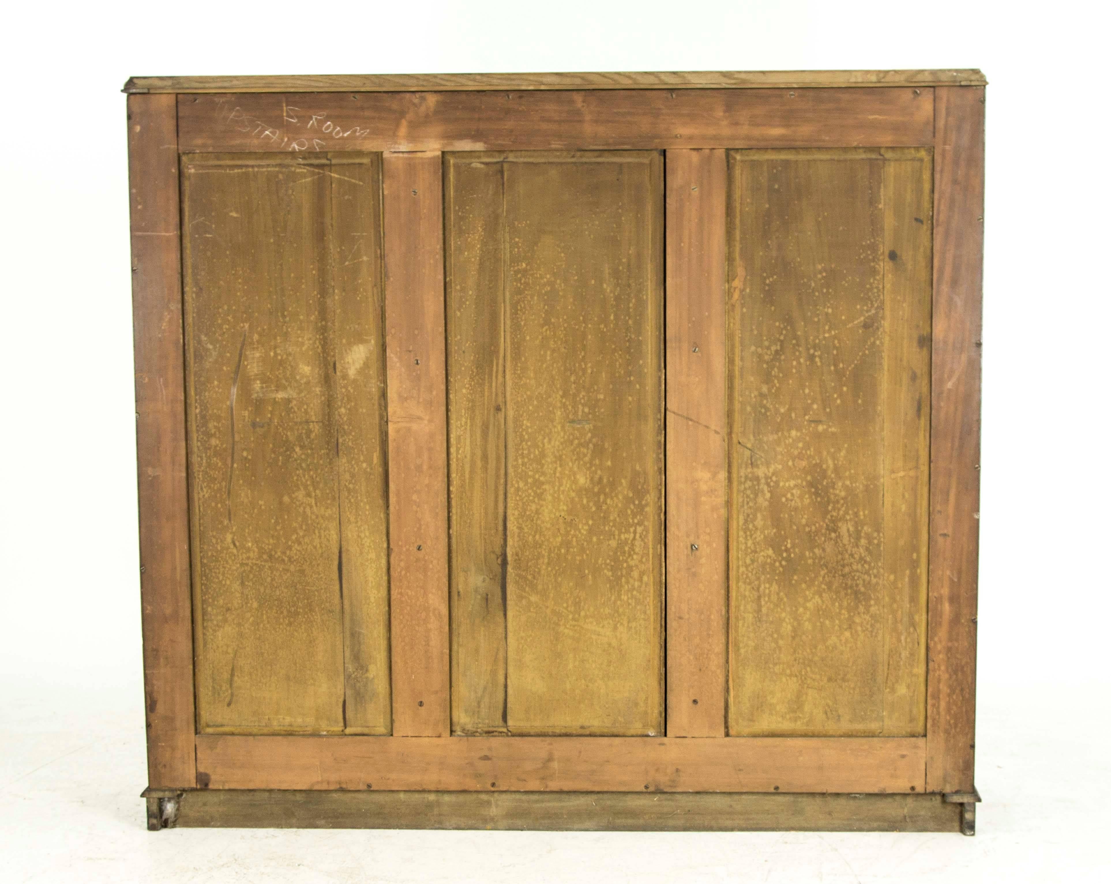 Antique Scottish Three-Door Oak Cabinet, Library Bookcase, Display Cabinet 1