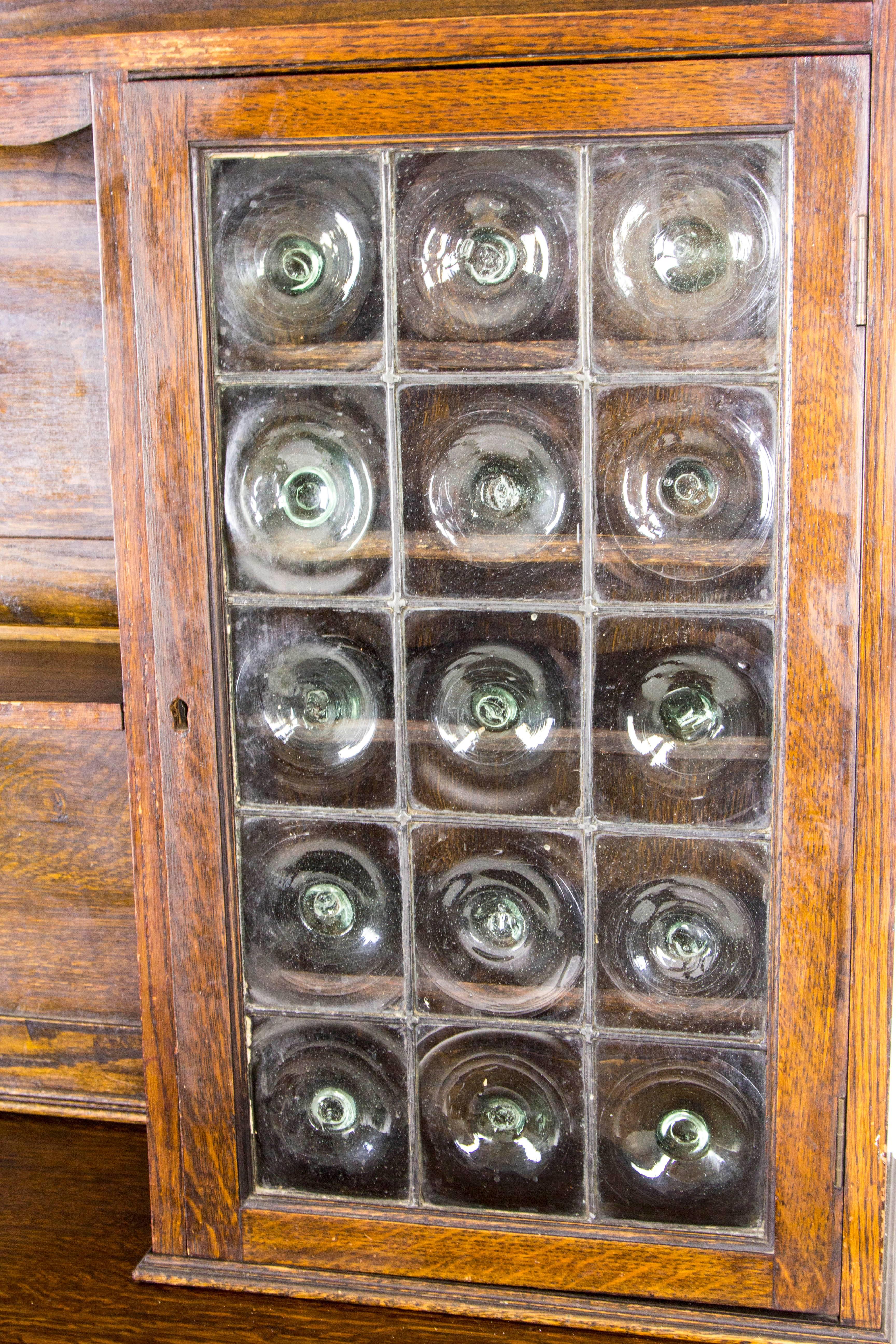 Early 20th Century Antique Scottish Oak Welsh Dresser, Sideboard, Buffet, Bullseye Glass, 1910 B580