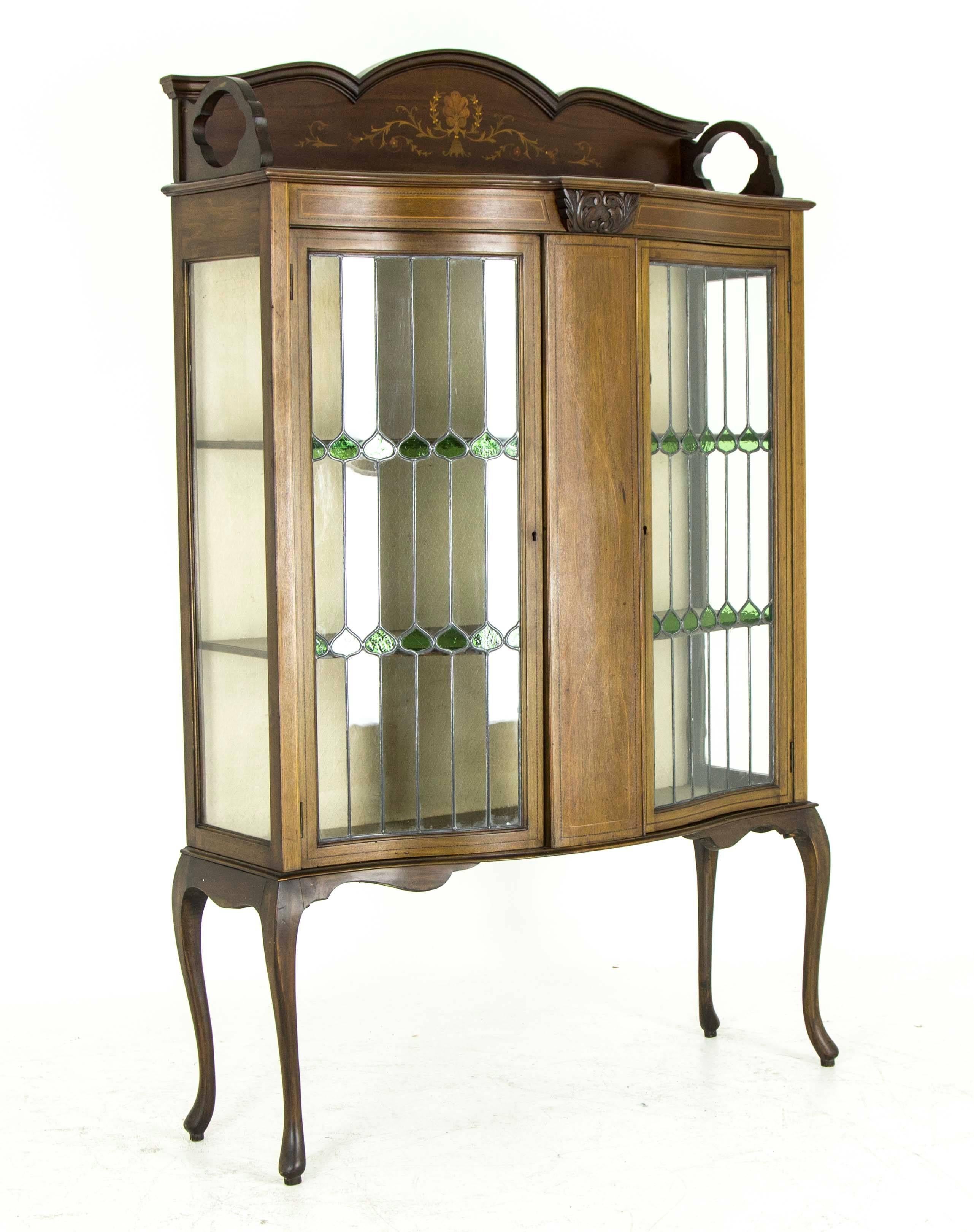 leaded glass display cabinet