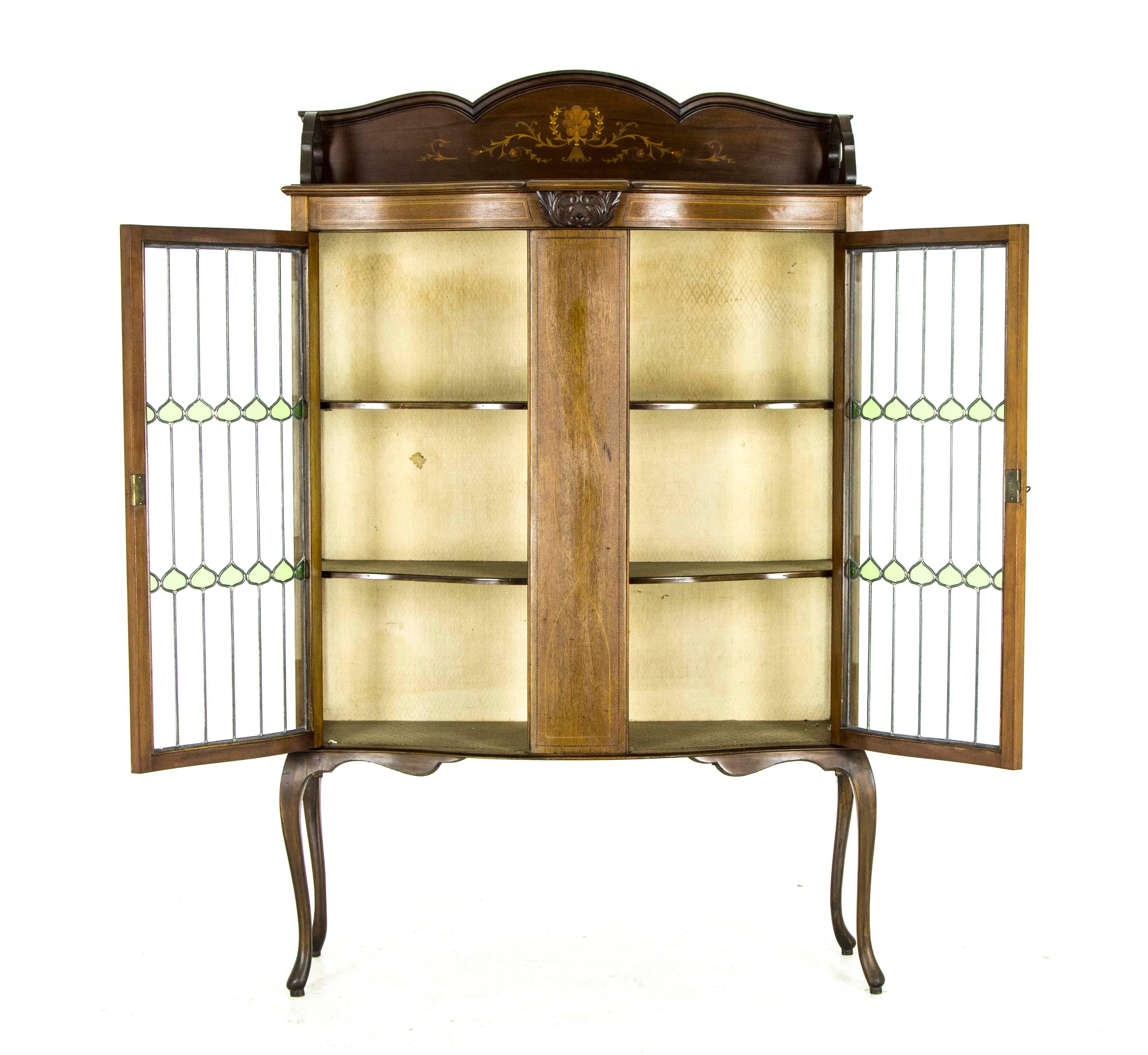 antique leaded glass cabinet