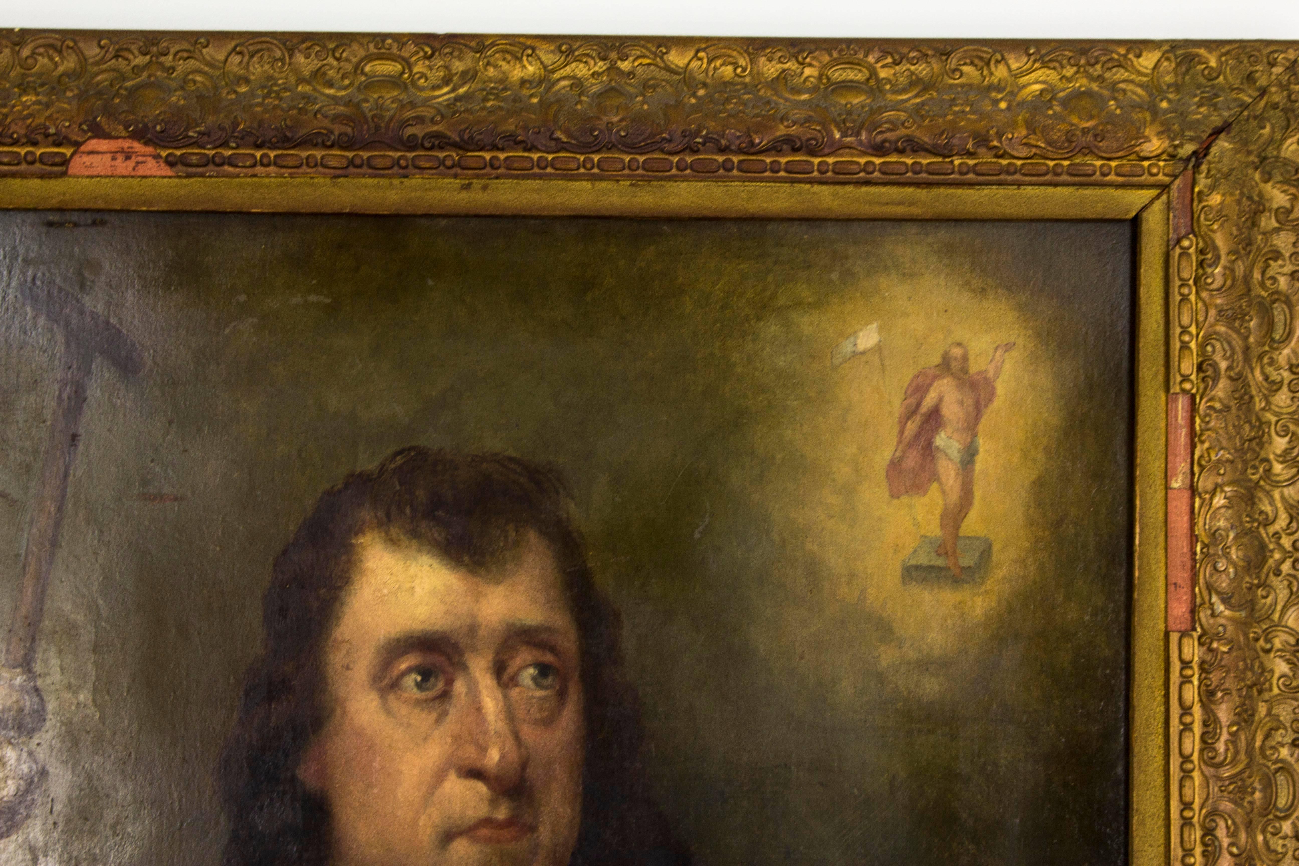 Hand-Painted After Pierter Van Der Plas Dutch Portrait of a Gentleman