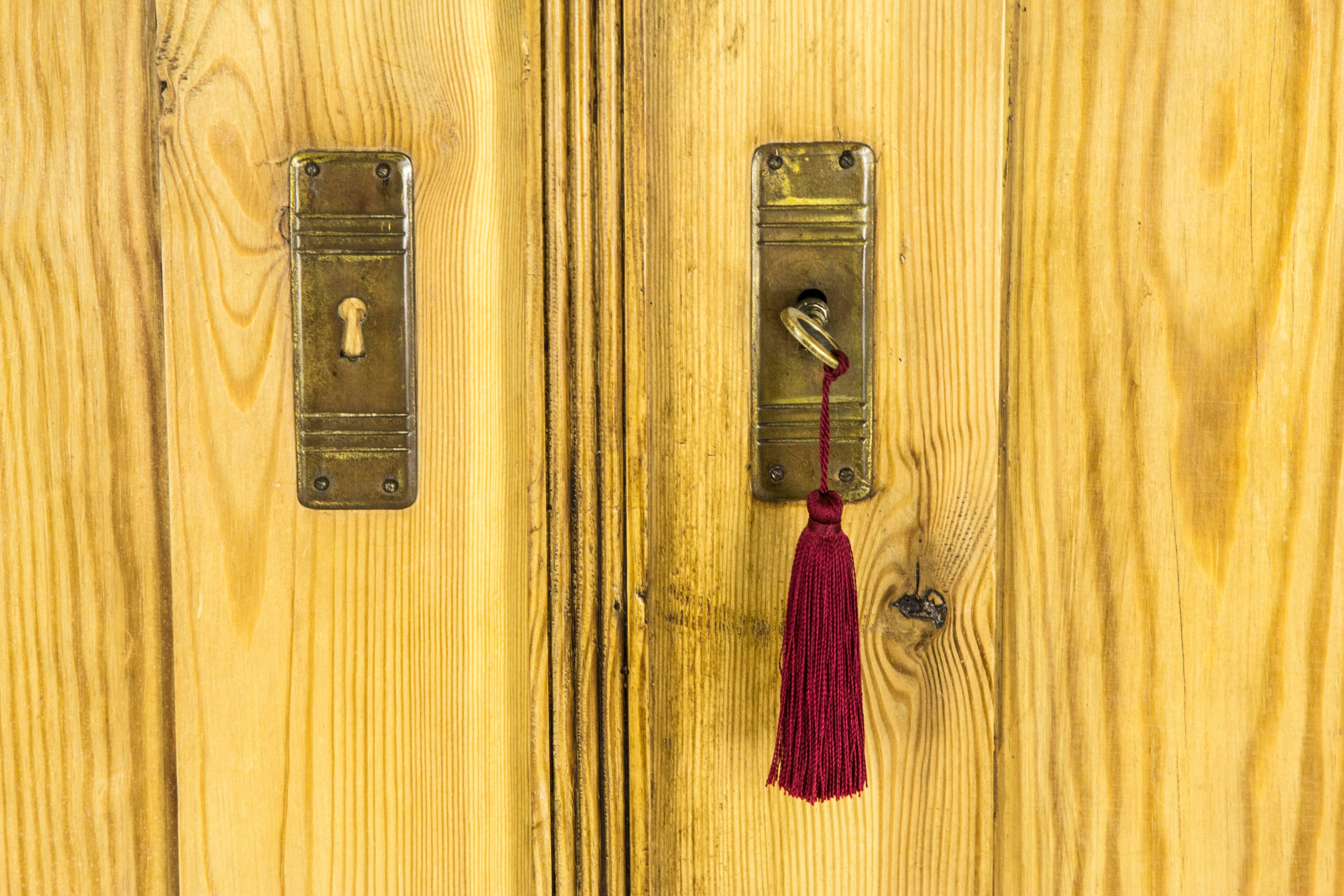 Antique Danish Two-Door Pine Armoire, Wardrobe, Closet 5