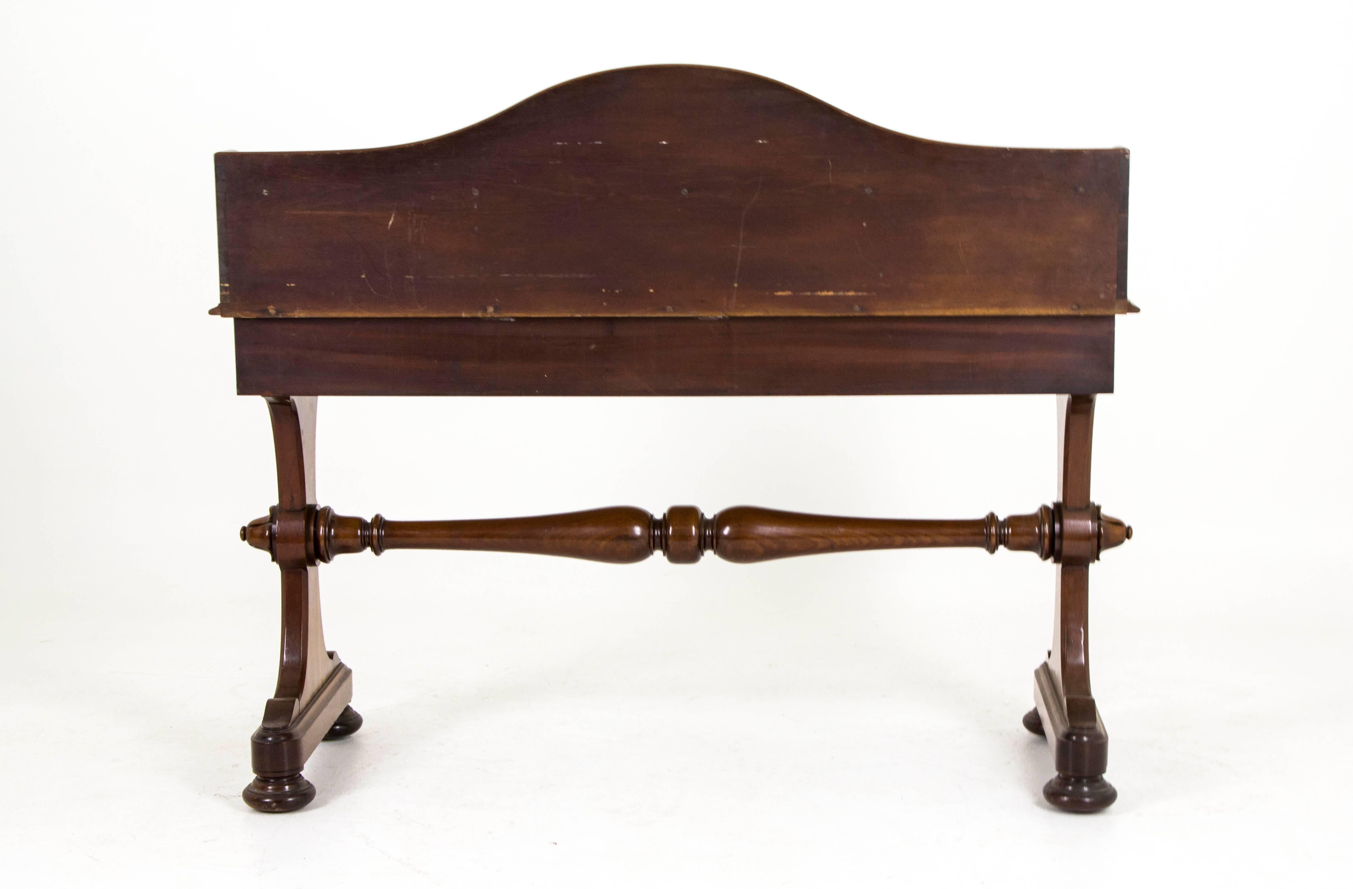Large Victorian Walnut Writing Table, Commode with Shelved Back 5
