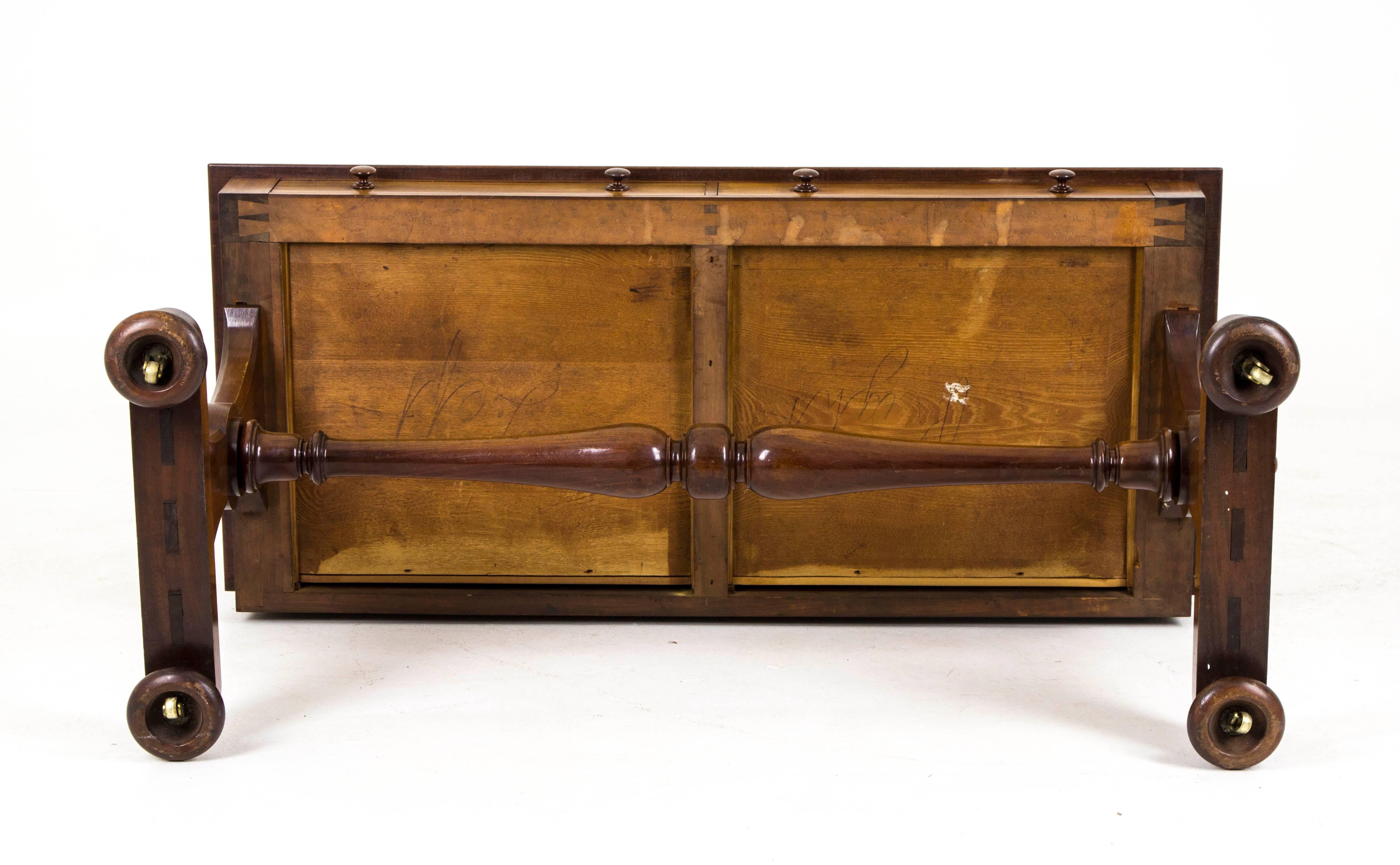 Mid-19th Century Large Victorian Walnut Writing Table, Commode with Shelved Back