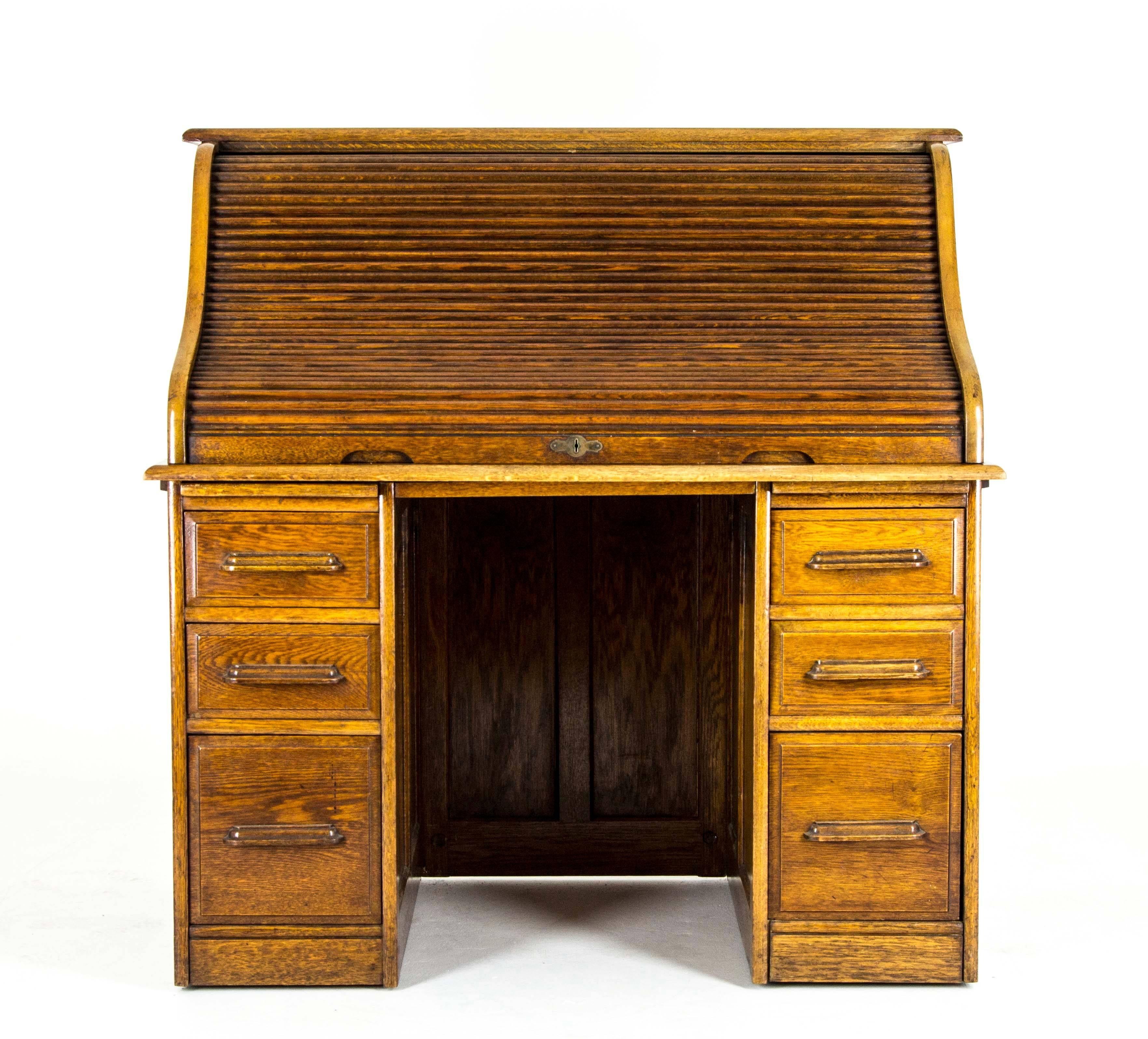 golden oak roll top desk
