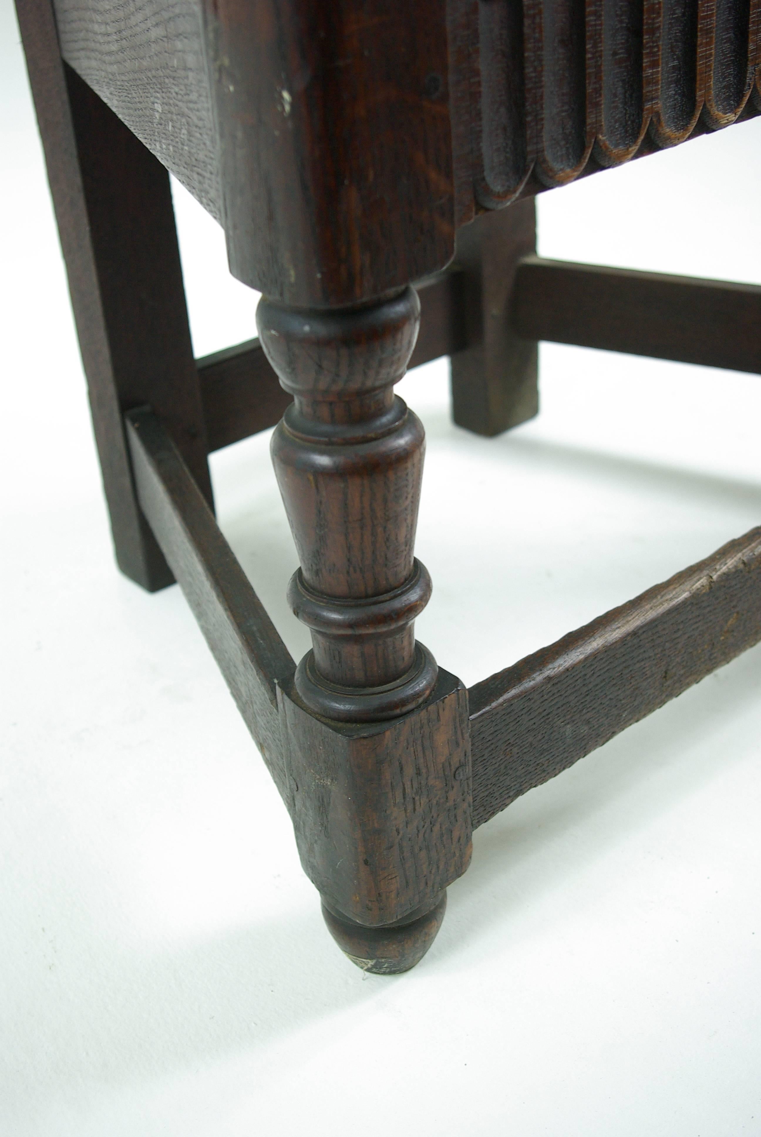 Mid-19th Century Carved Hall Chair, Oak, Solid Seat, Scotland 1840, B541 REDUCED!!