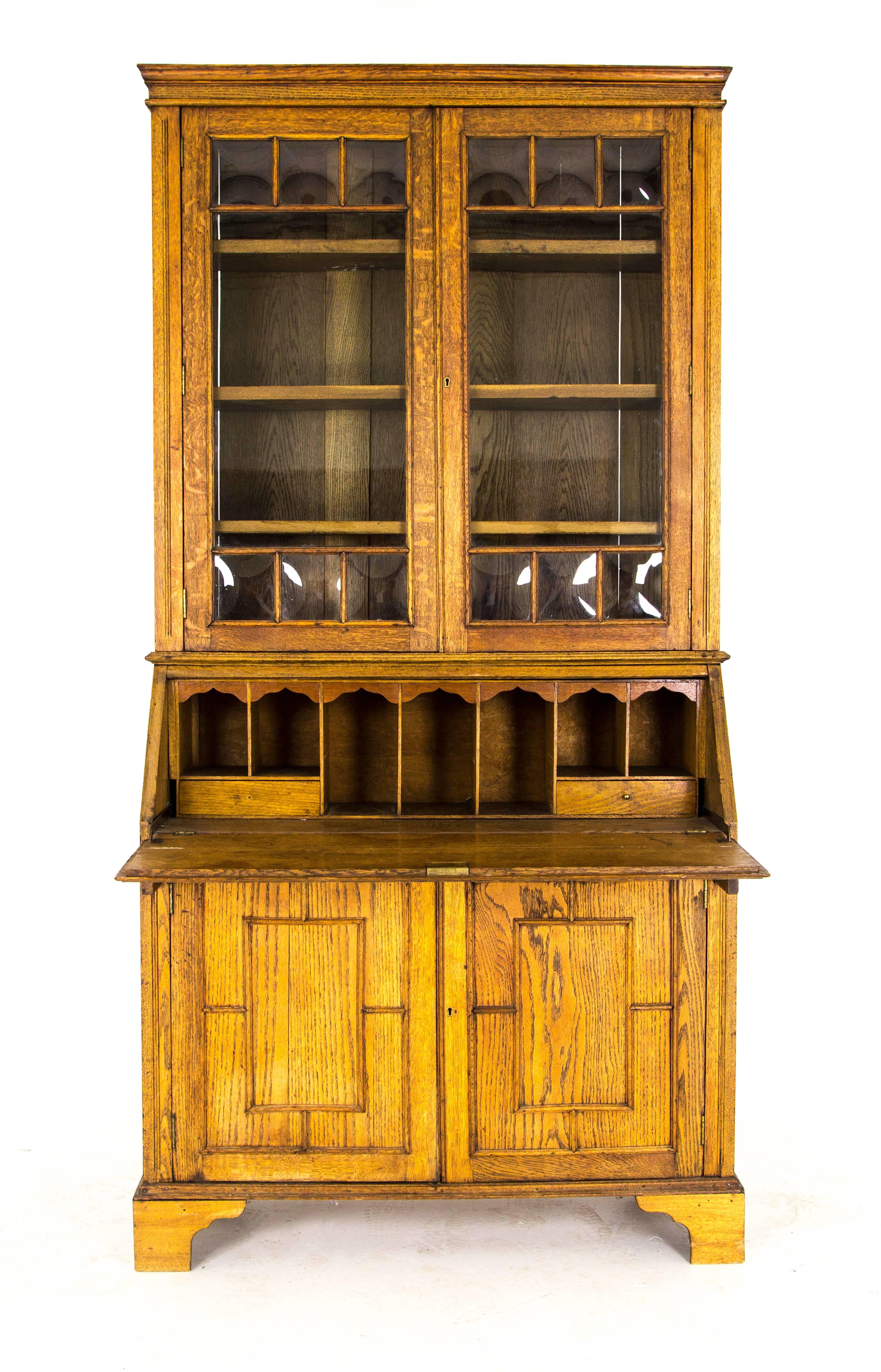 Scottish Secretary Desk Arts & Crafts Slant Front Bureau Bookcase, Scotland