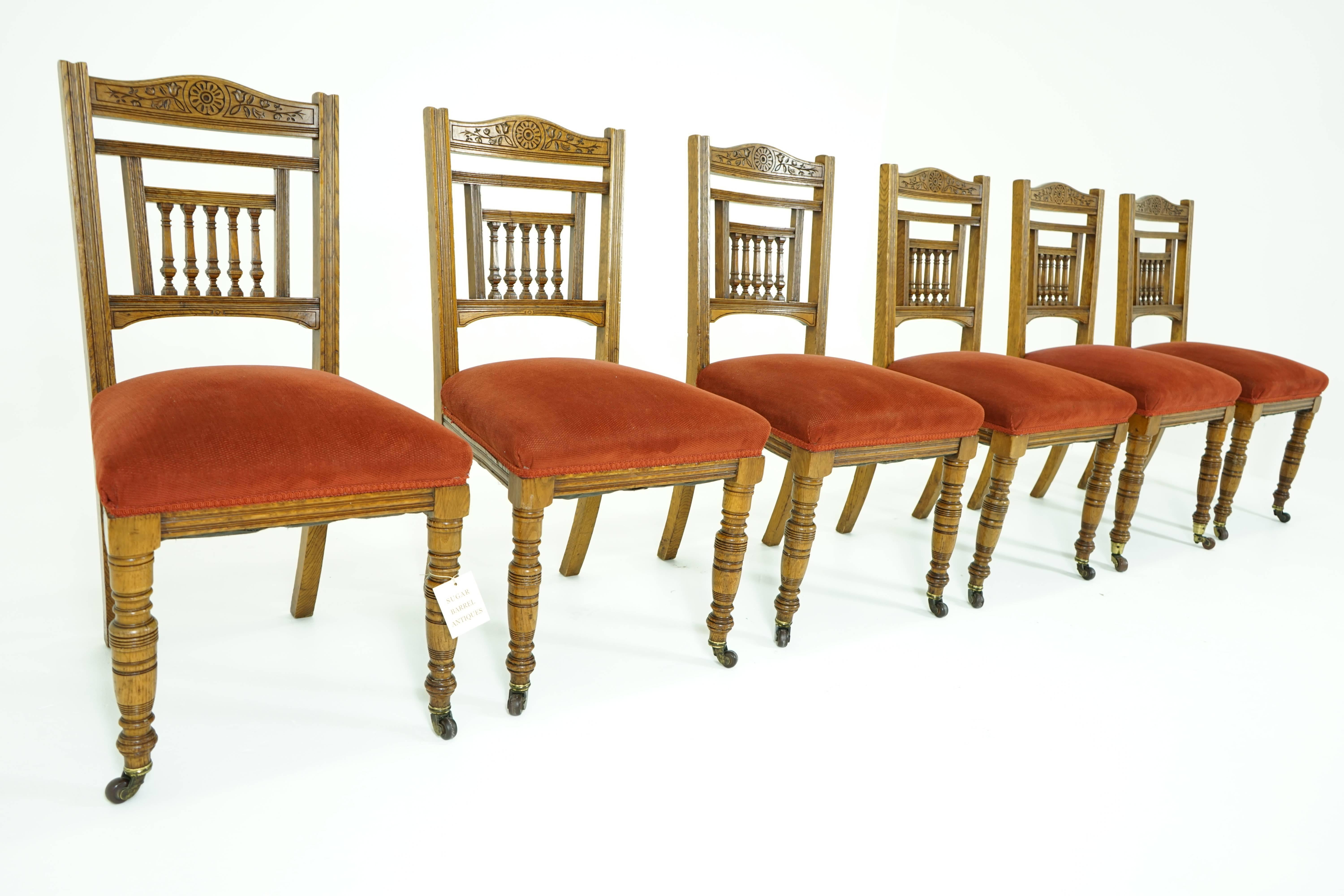 Victorian Antique Oak Dining Chairs