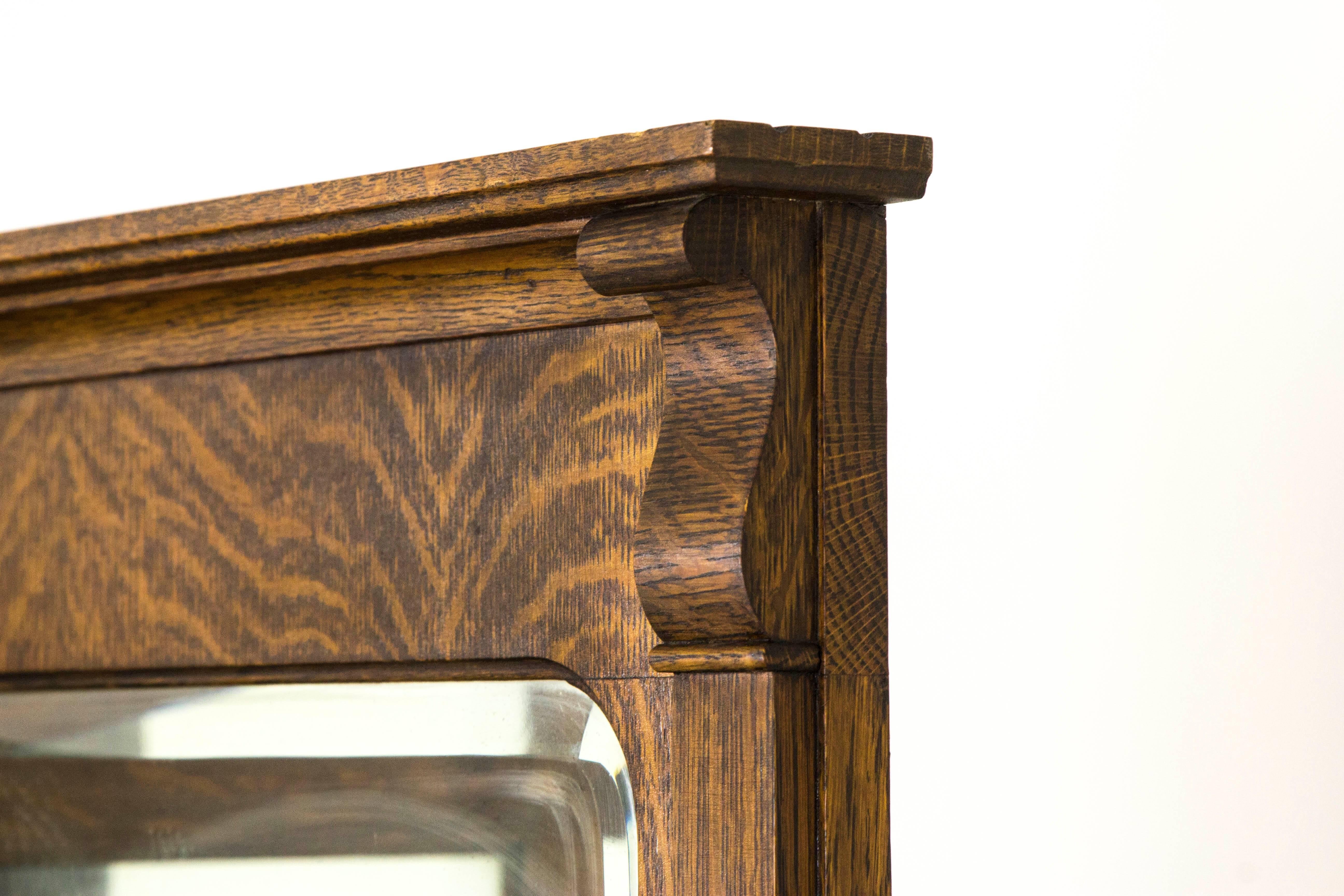 American Curio Cabinet Antique Cabinet Buffet Cabinet Tiger Oak, Mirrored B798