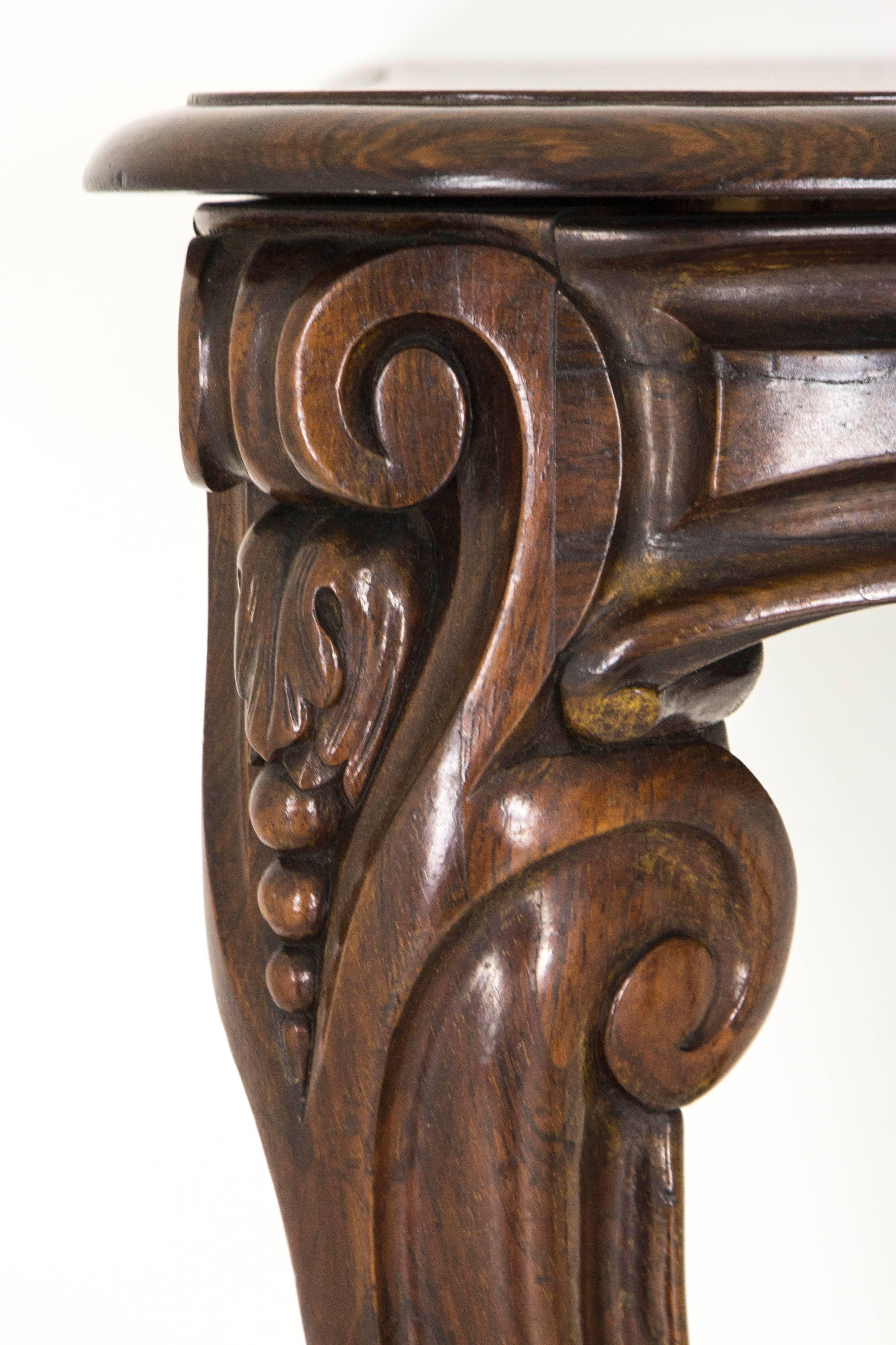 Late 19th Century Antique Console Table, Carved Walnut Table, France 1880, B777