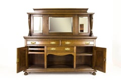 Buffet ancien en chêne Buffet victorien en chêne avec miroir:: 1890 B795