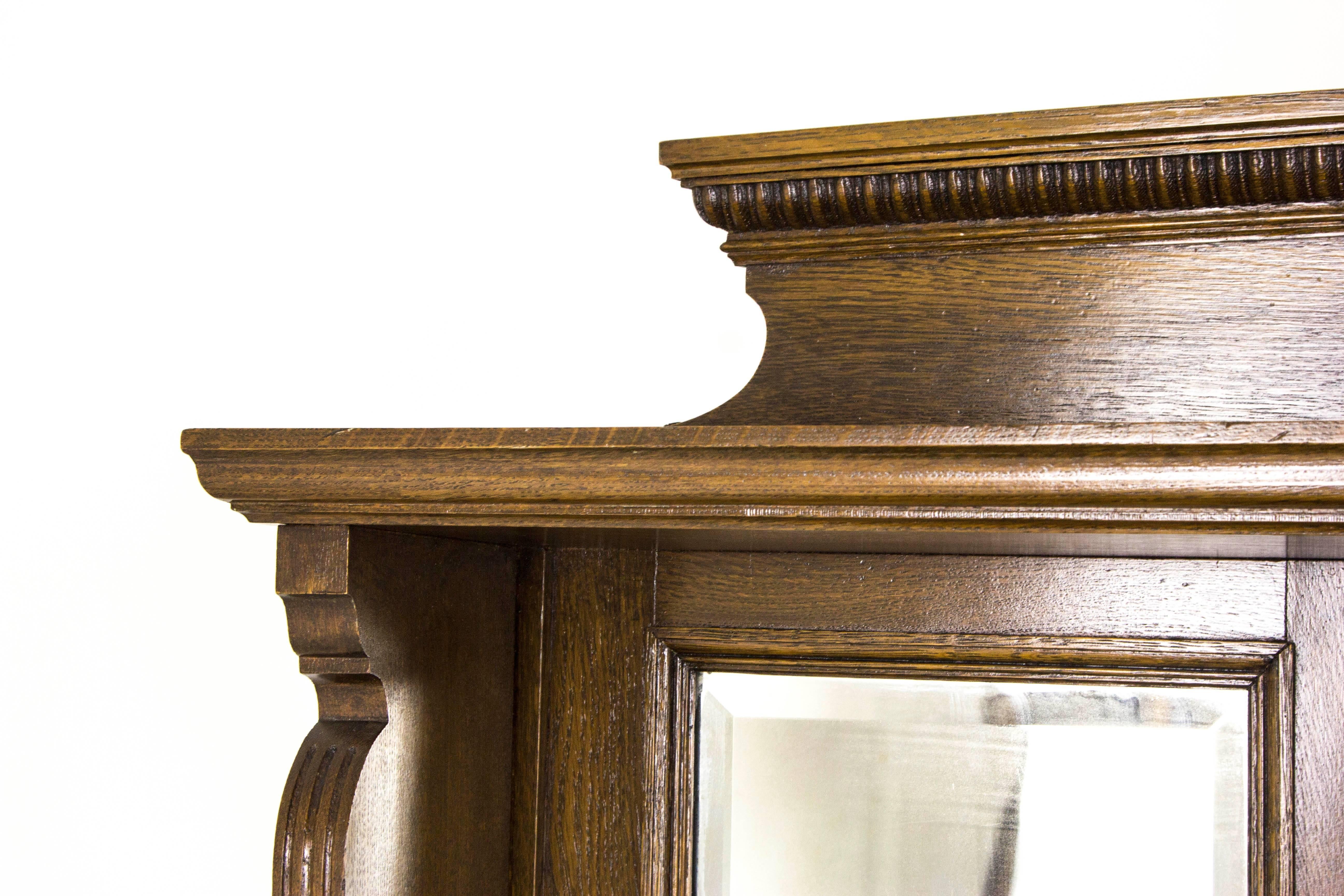 antique oak sideboard with beveled mirror