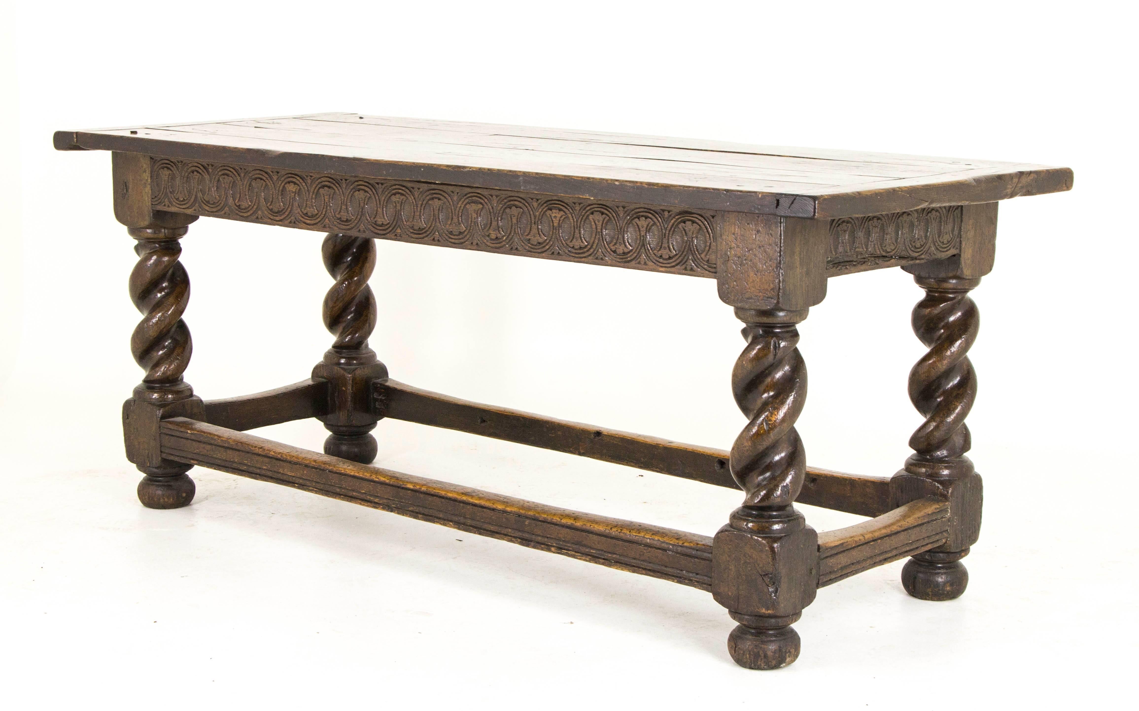 Hand-Crafted Antique Oak Table Refectory Table, England, 1700s