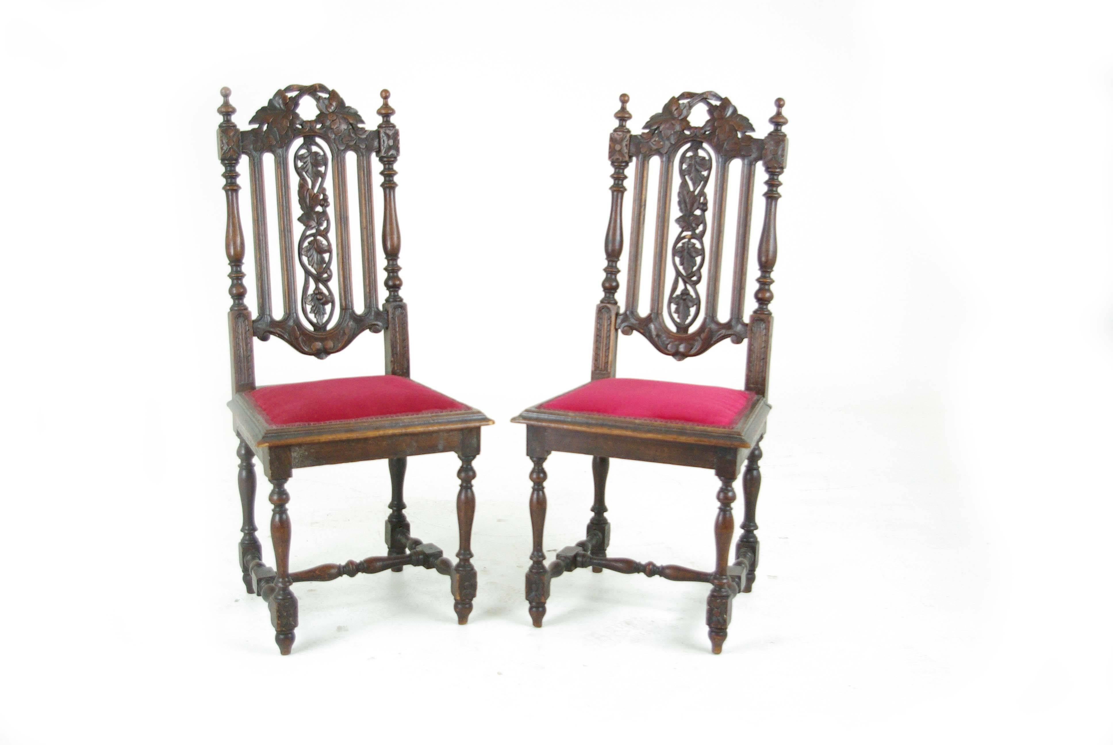 Two Antique Hall Chairs Victorian Hall Chairs Scotland, 1880  REDUCED!!! 1