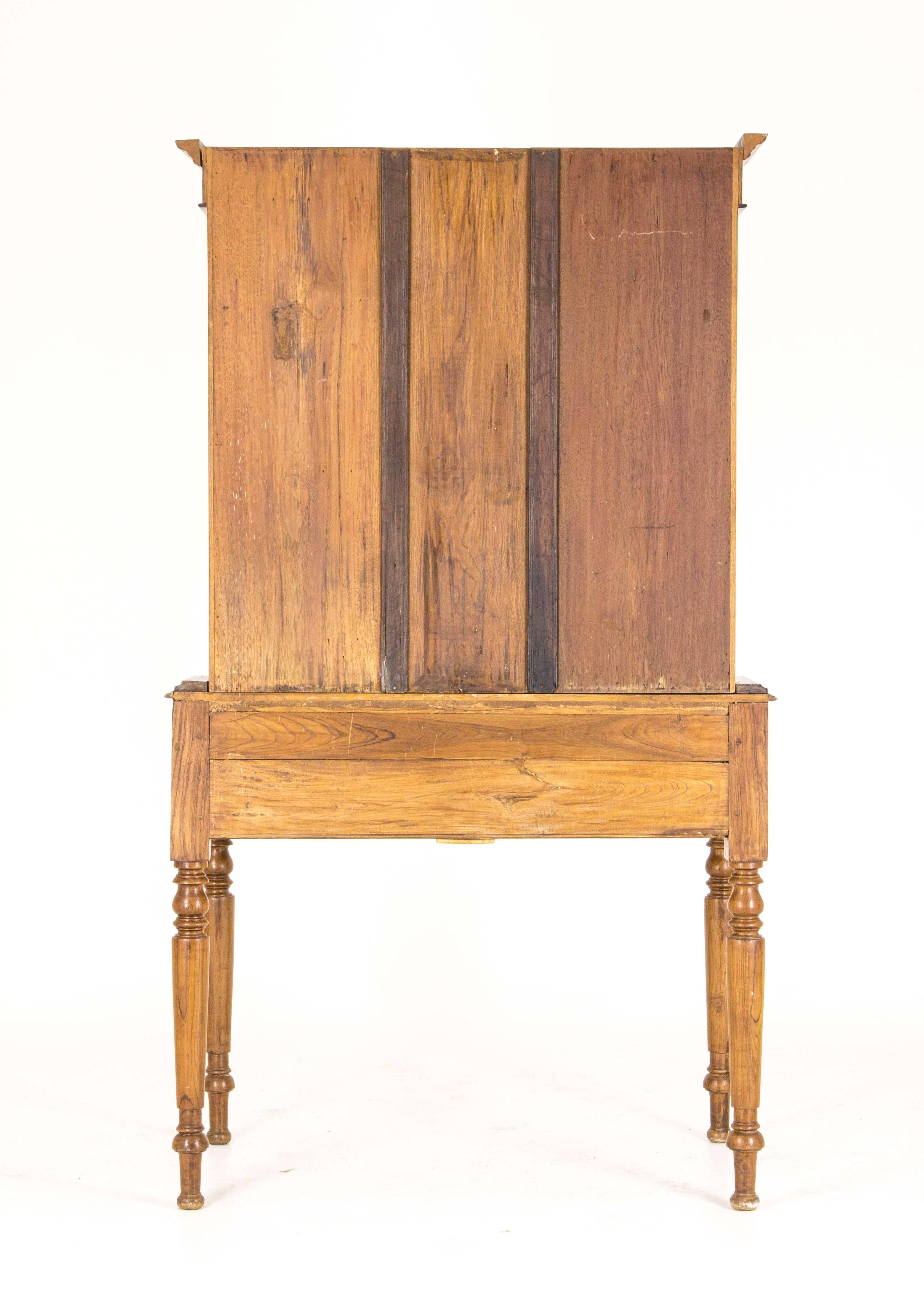 Antique Cabinet Victorian Bookcase Walnut Slant Front Desk, Scotland 3