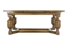 Antique Carved Oak Table Draw leaf Refectory Table Scotland, 1930, B850