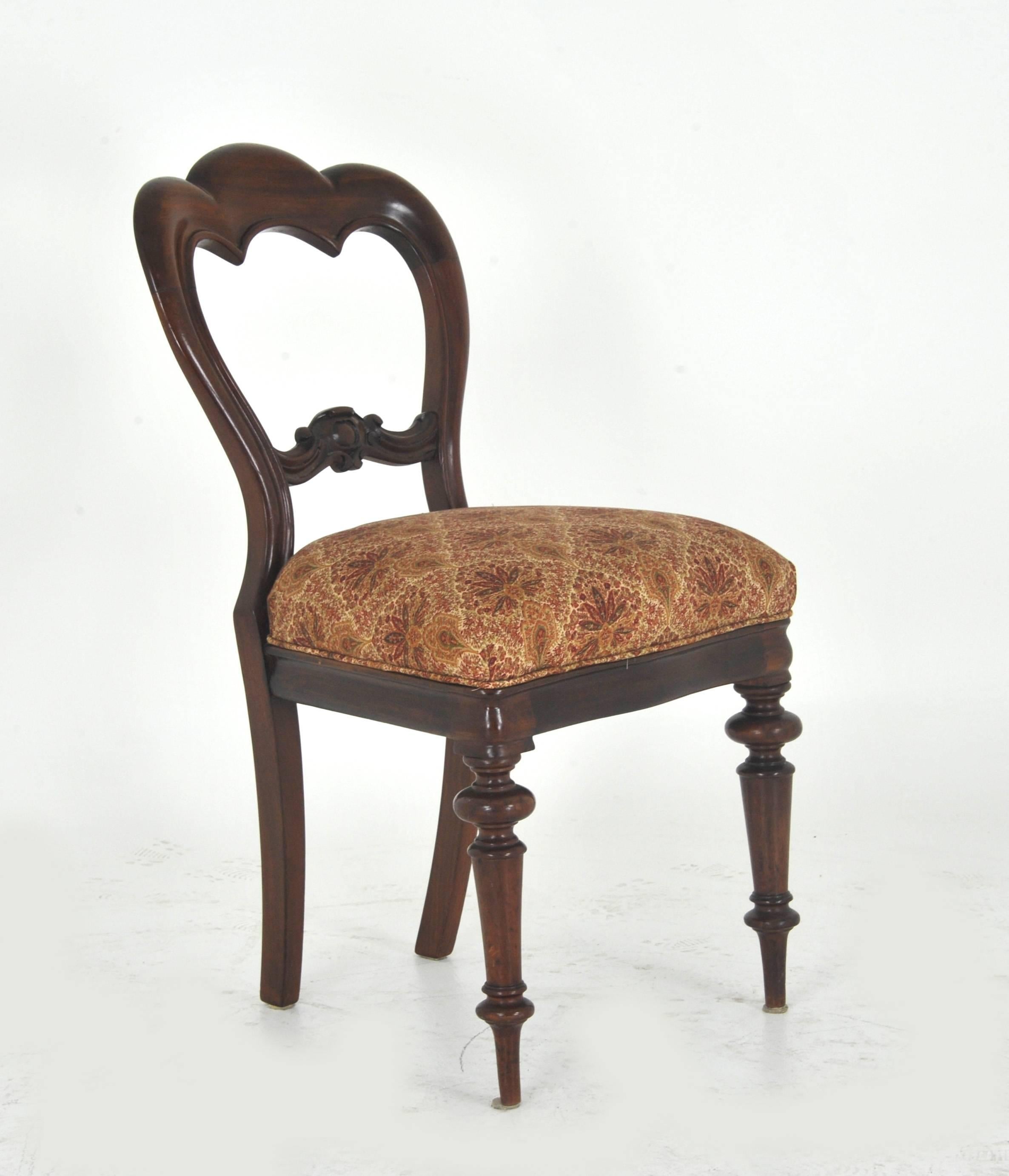 Hand-Crafted Antique Dining Chairs, Victorian, Balloon Back, Walnut, Set of Six, 1860, B830