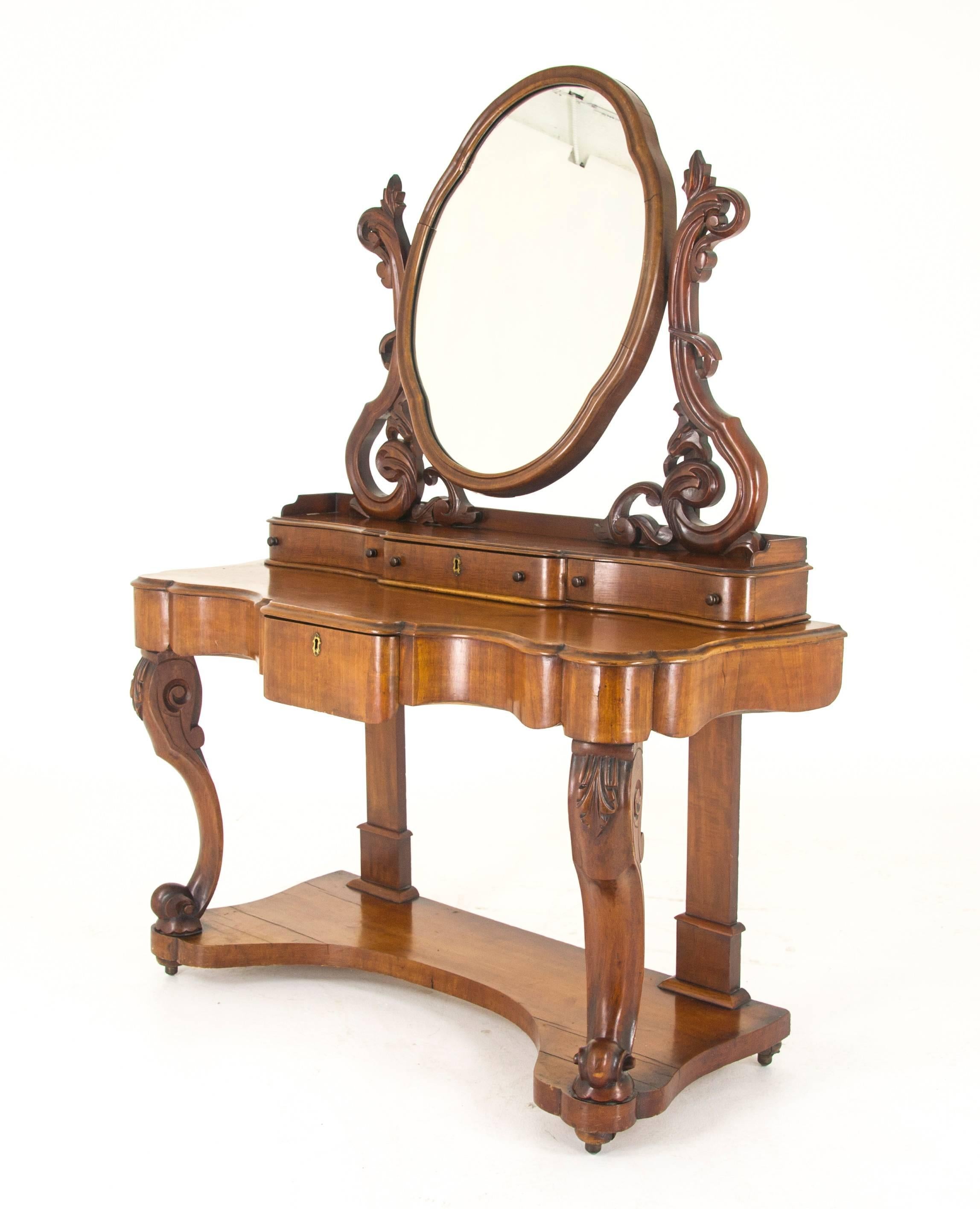 Scottish Victorian Vanity Antique Mahogany Dresser Duchess Dresser, Scotland, 1870
