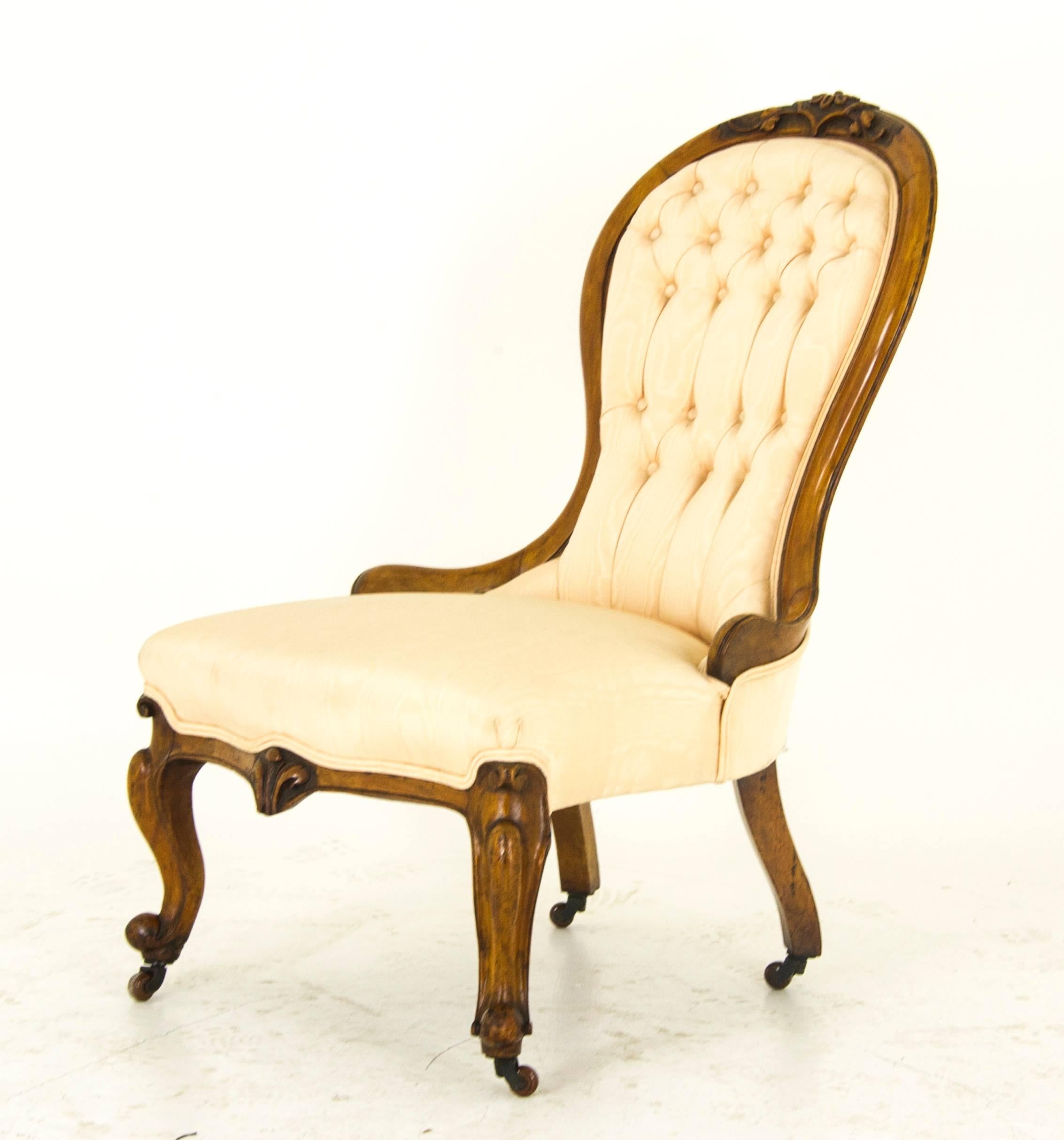 Late 19th Century Antique Gentleman's Chair Walnut Chair Open Armchair, Scotland, 1870  REDUCED!!!