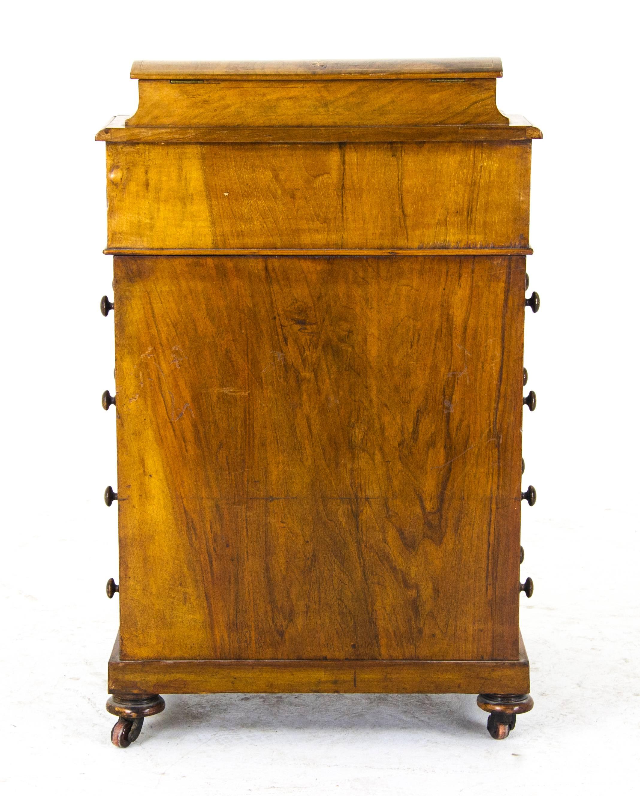 Antique Walnut Desk, Victorian Davenport Desk, Scotland 1860, H020 2