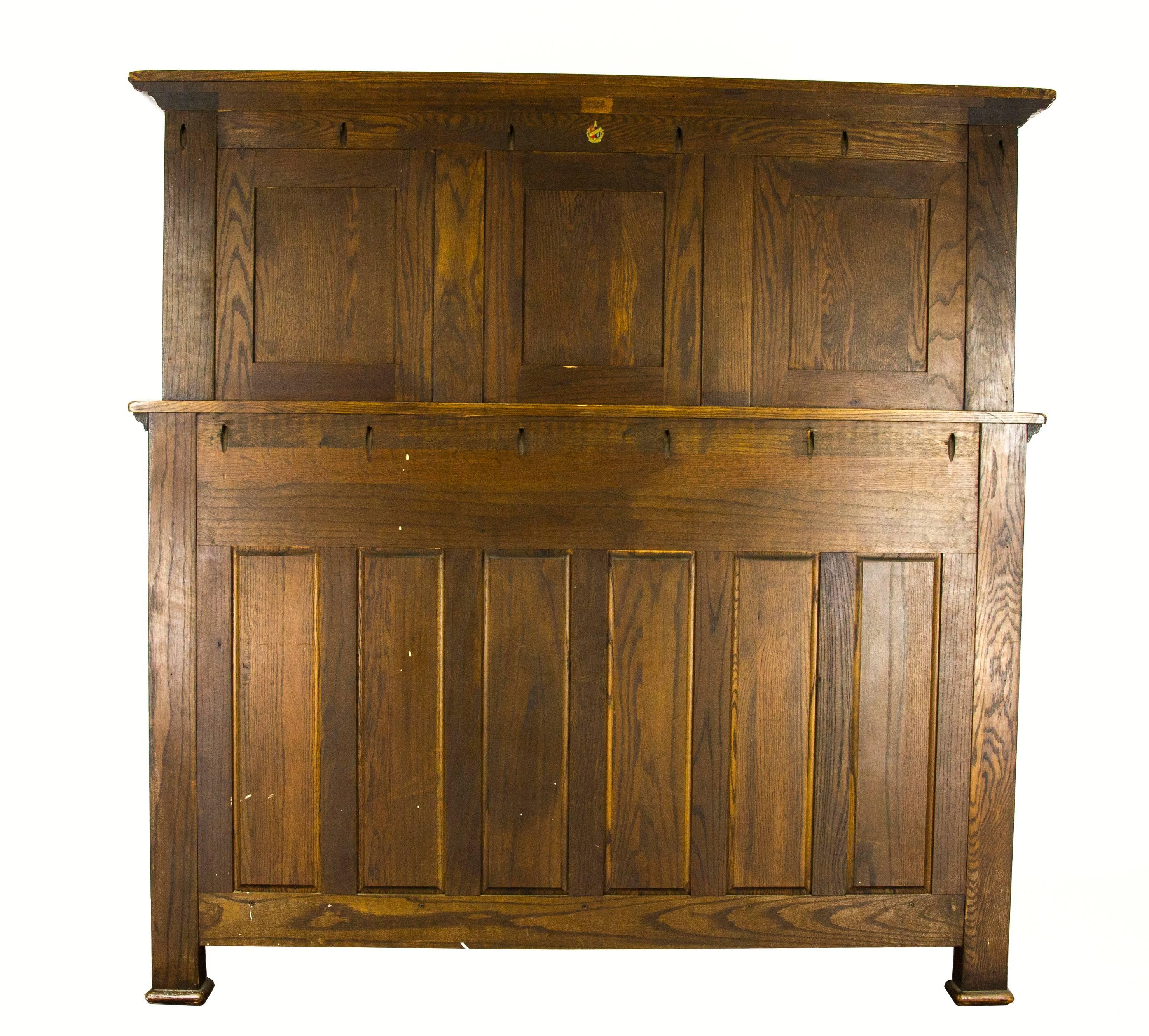 Oak Court Cupboard Carved Oak Sideboard Krug and Sons, Canada, 1950s 1