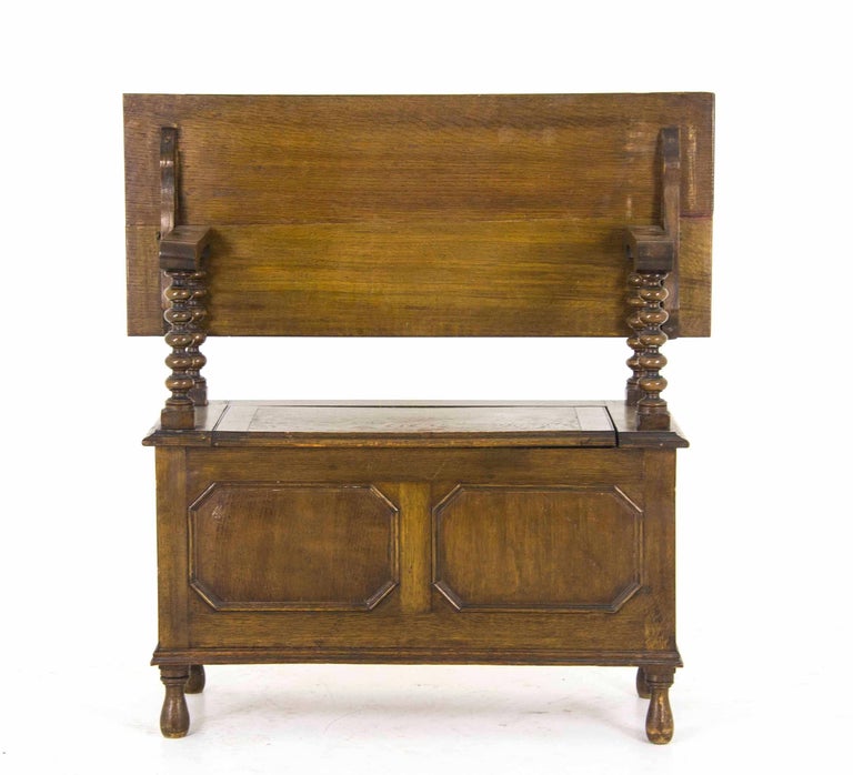 Antique Monks Bench Carved Hall Bench Scotland 1910 At 1stdibs
