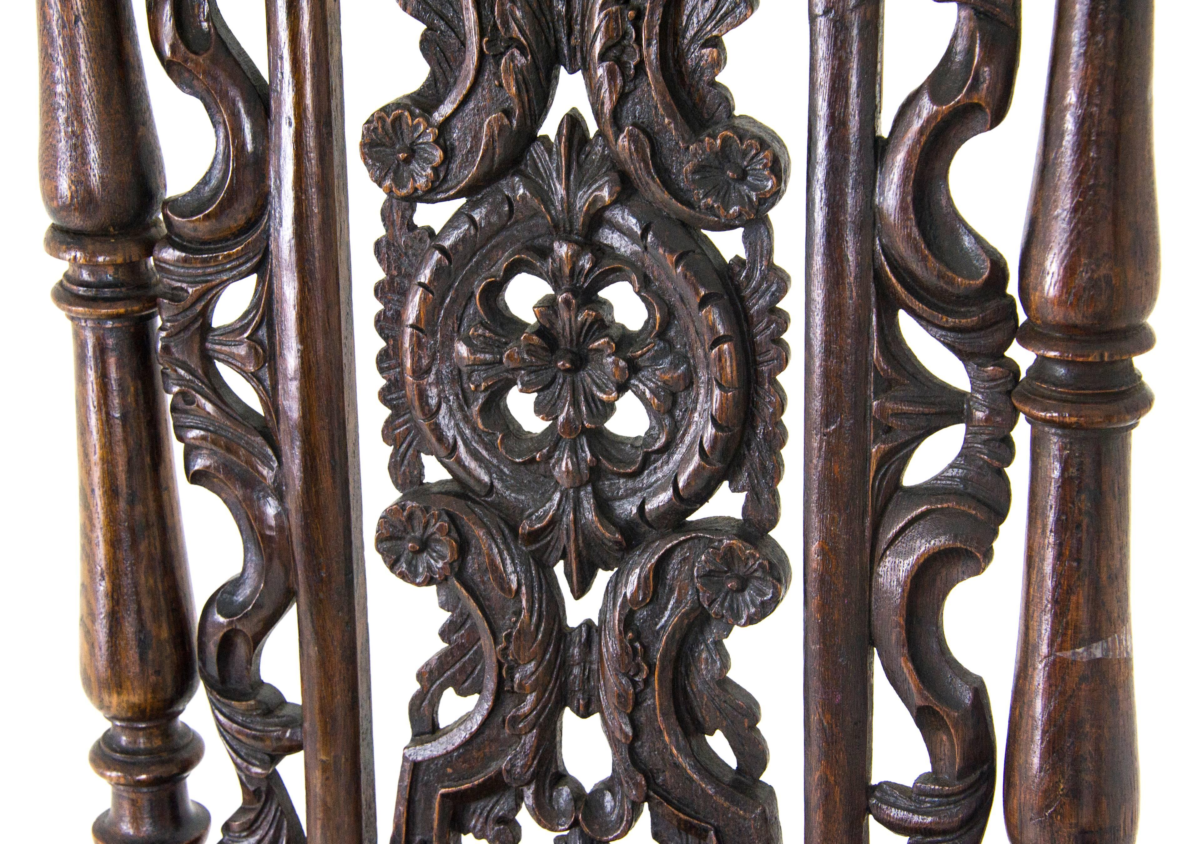 Scottish Antique Carved Chairs, Carolean, Upholstered, High Back, Scotland, 1870 REDUCED!