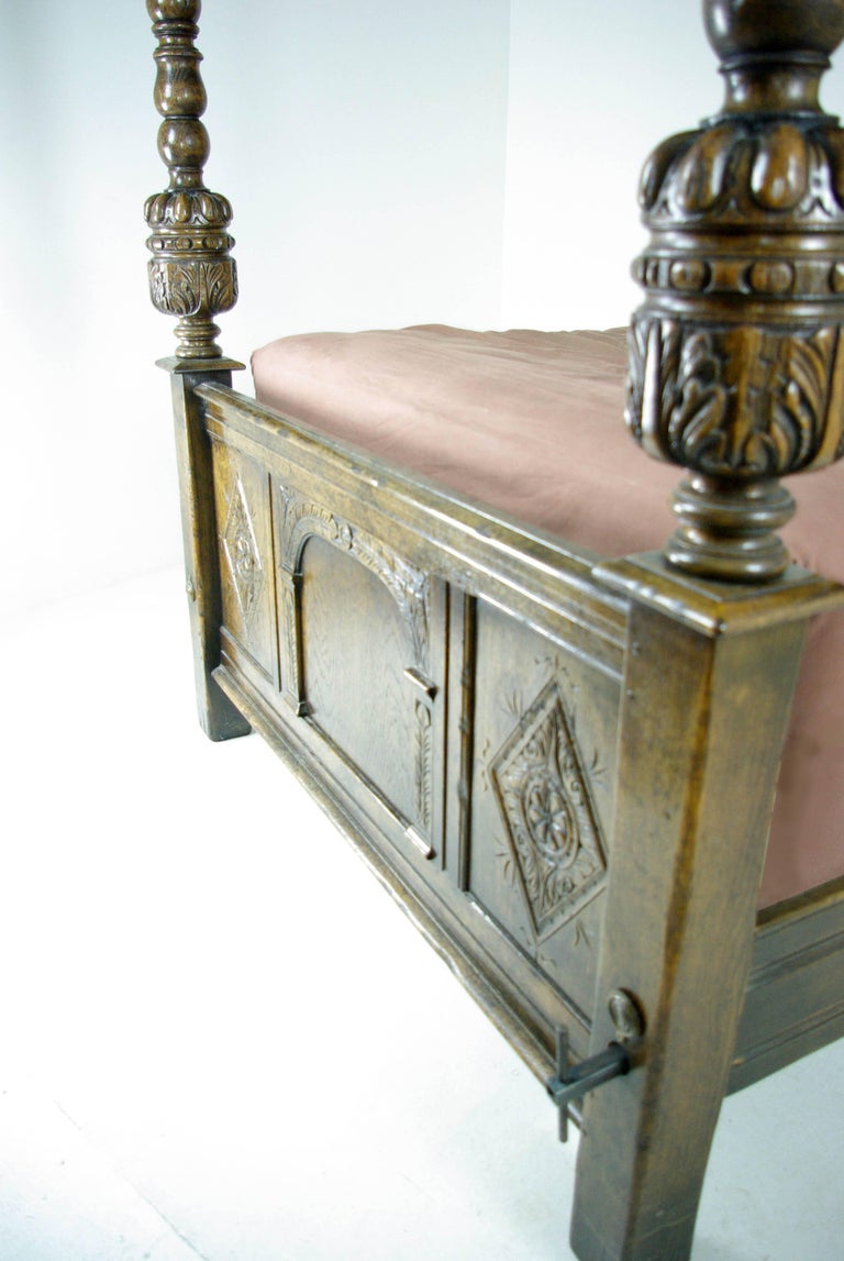 Four Poster Bed Tester Bed Antique 17th Century Style, England, 1940s