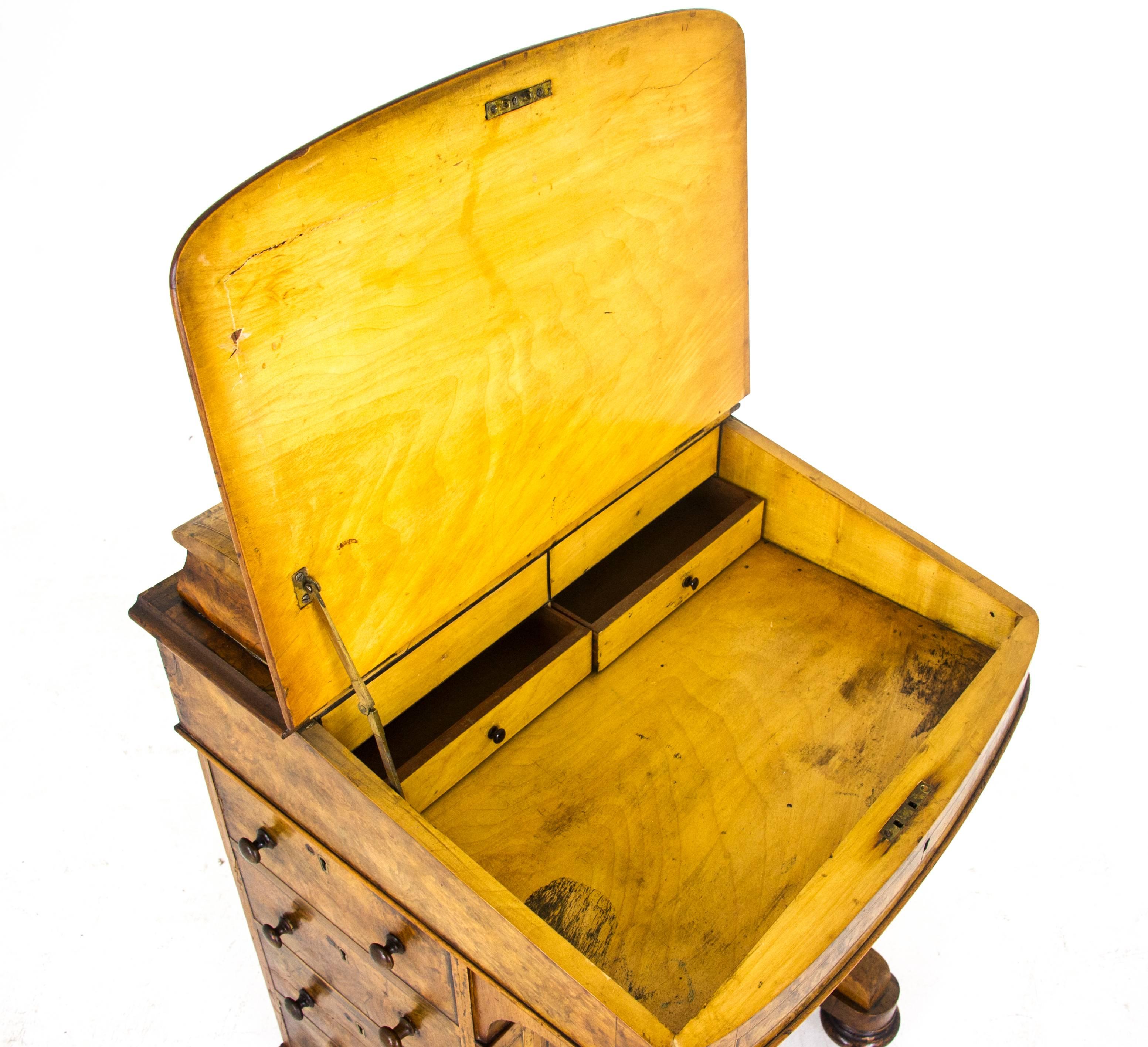 Antique Walnut Desk Davenport Desk  Scotland, 1860 1