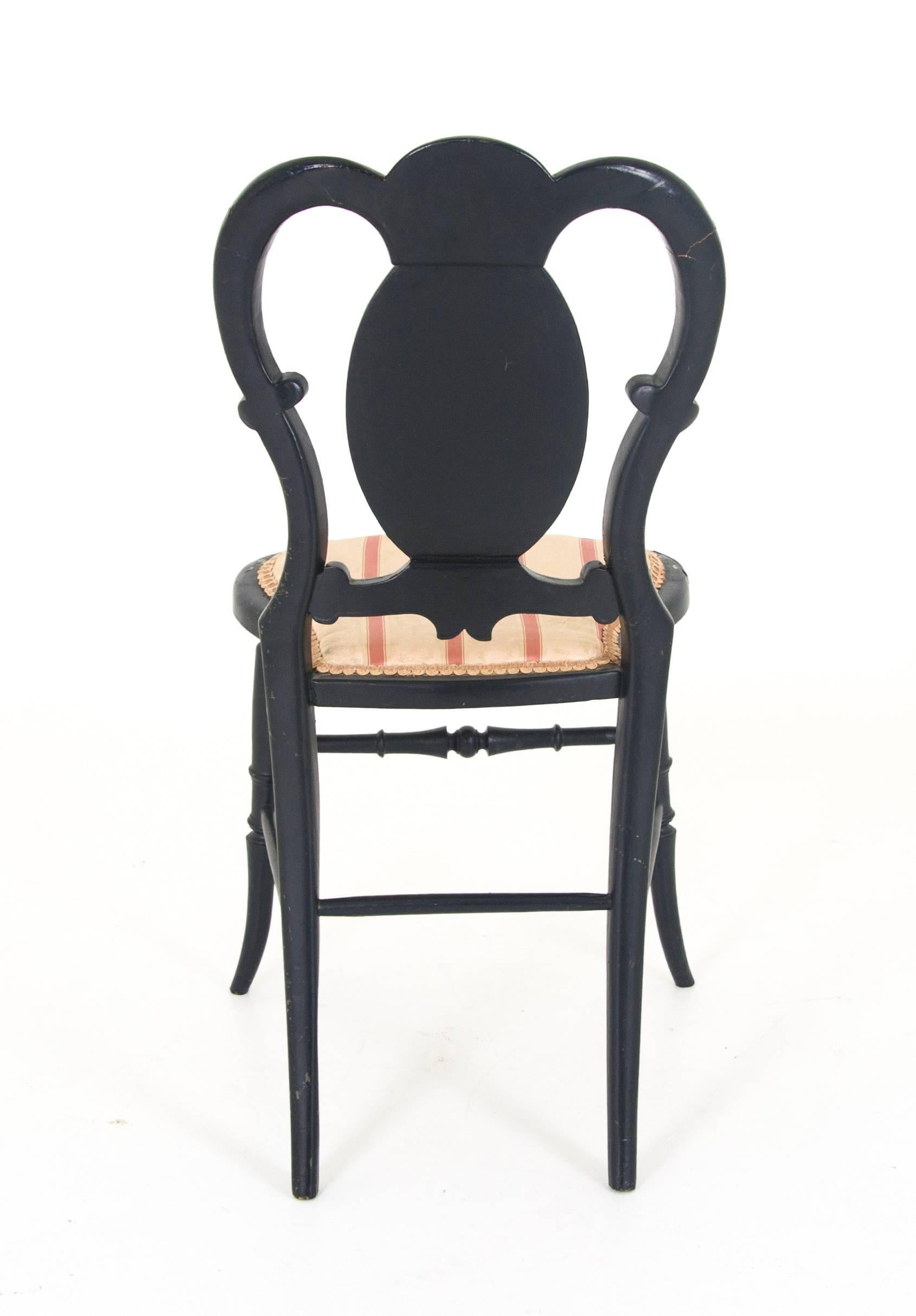 Antique Chair, Black Lacquered Chair, Victorian, England, 1870   REDUCED!! 2